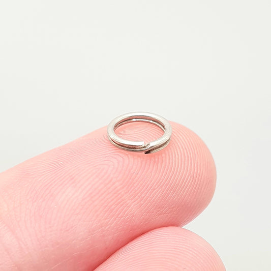Antique Solid Silver Split Ring Victorian Genuine 1800s 7.2mm Plain Smooth Authentic Vintage Jewelry Fastenings Jewellery Findings
