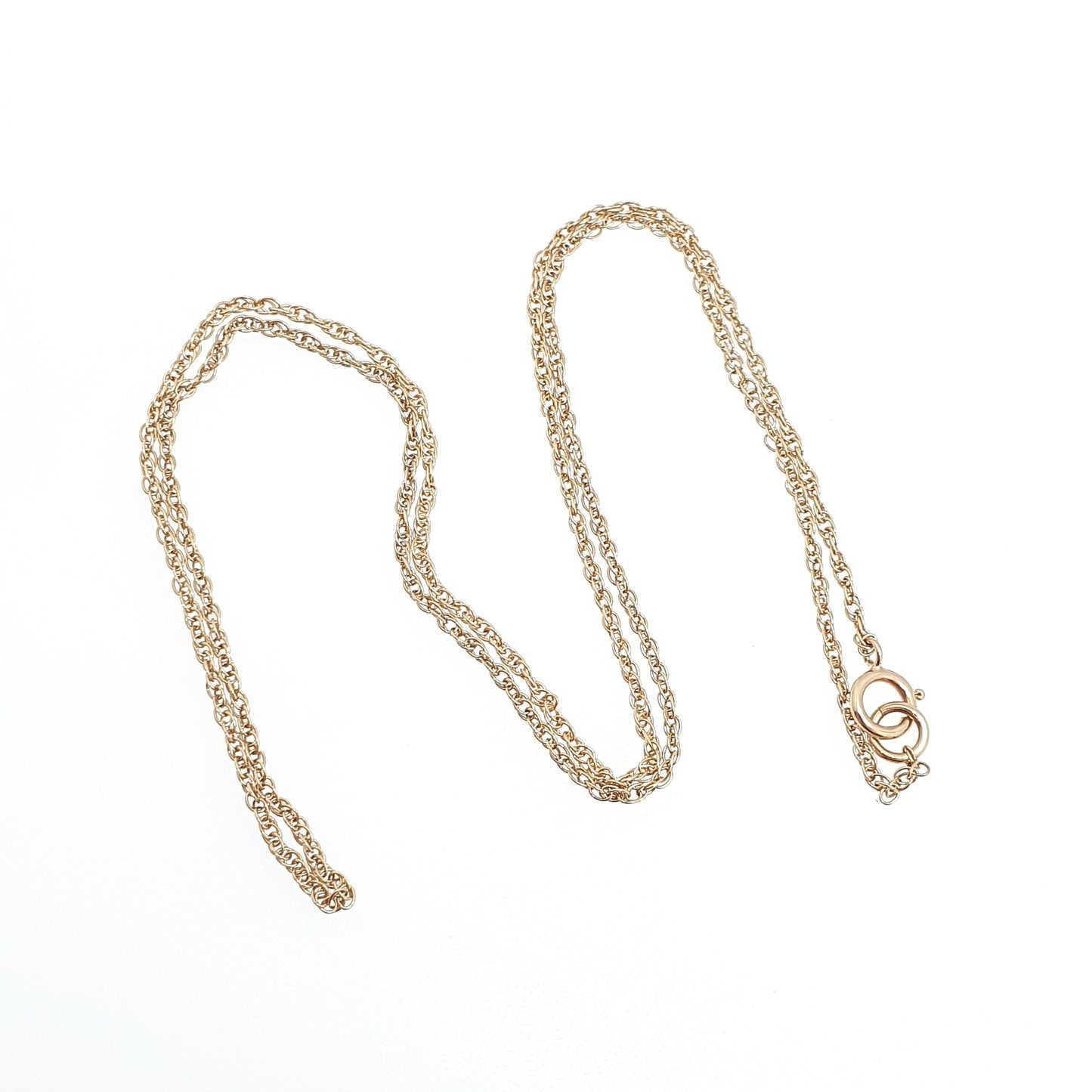 Vintage 9k 9ct Gold Chain Necklace Yellow Rope Link 47cm 18.5" 2.06g Twisting Helix Twist Solid 9kt 375 9 Carat Mens Womens Jewelry
