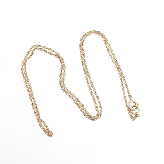 Vintage 9k 9ct Gold Chain Necklace Yellow Rope Link 47cm 18.5" 2.06g Twisting Helix Twist Solid 9kt 375 9 Carat Mens Womens Jewelry