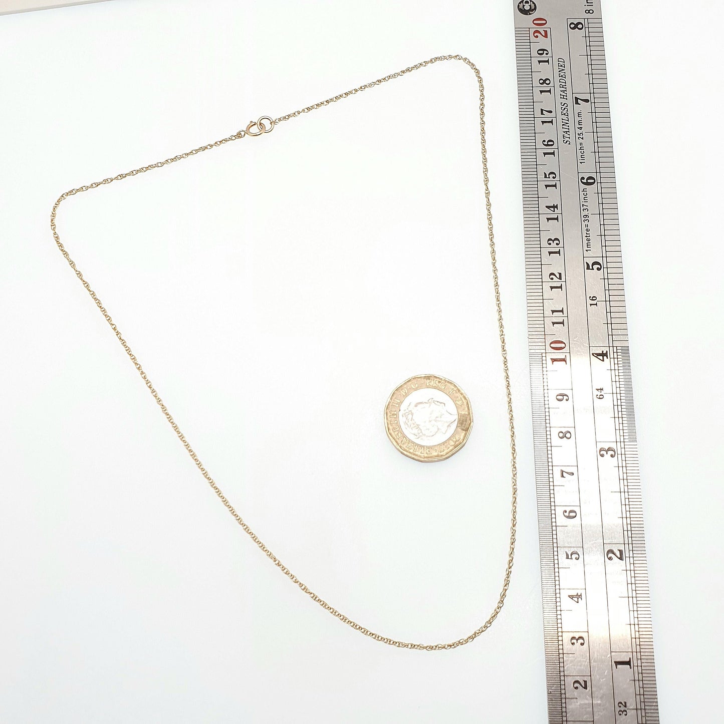 Vintage 9k 9ct Gold Chain Necklace Yellow Rope Link 47cm 18.5" 2.06g Twisting Helix Twist Solid 9kt 375 9 Carat Mens Womens Jewelry
