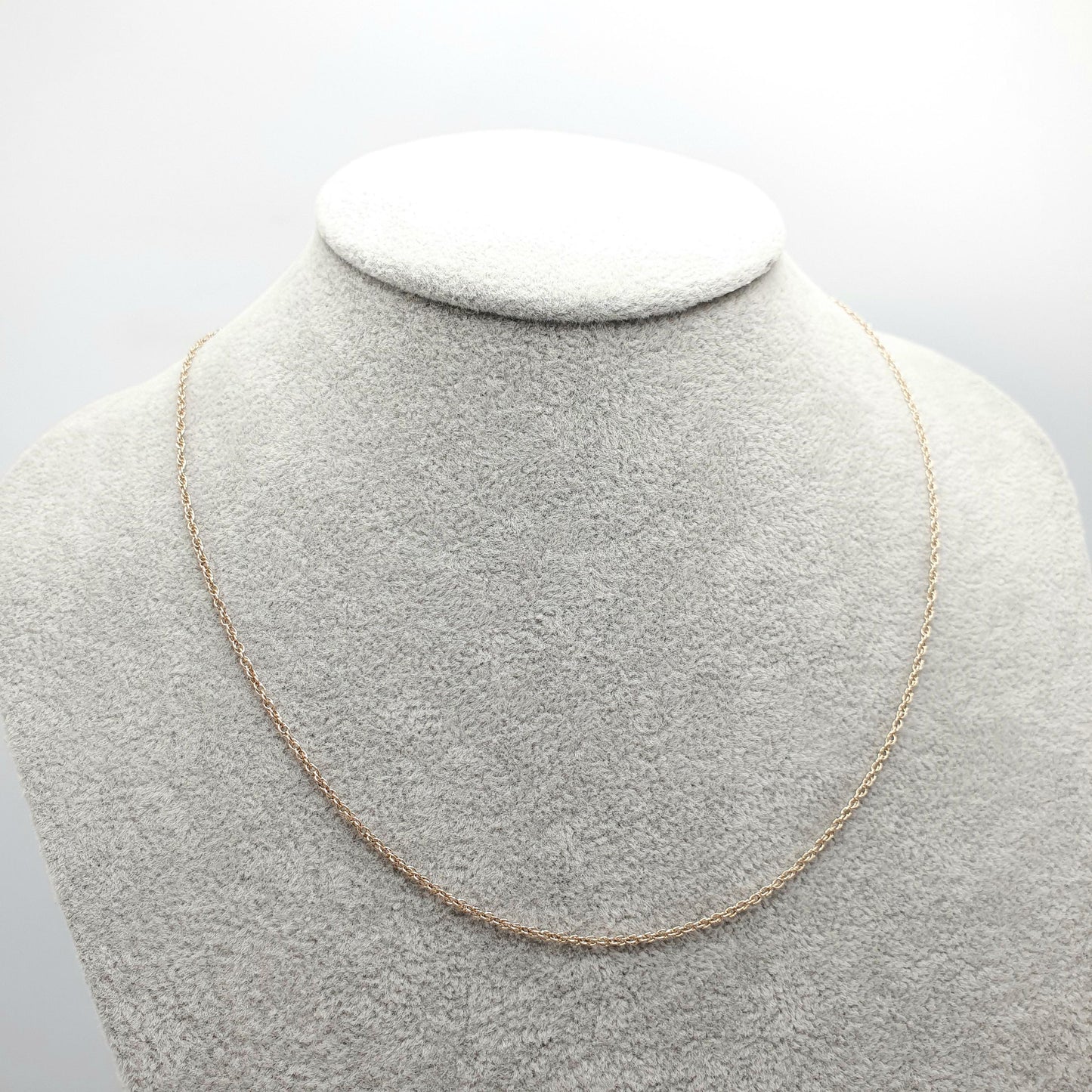 Vintage 9k 9ct Gold Chain Necklace Yellow Rope Link 47cm 18.5" 2.06g Twisting Helix Twist Solid 9kt 375 9 Carat Mens Womens Jewelry