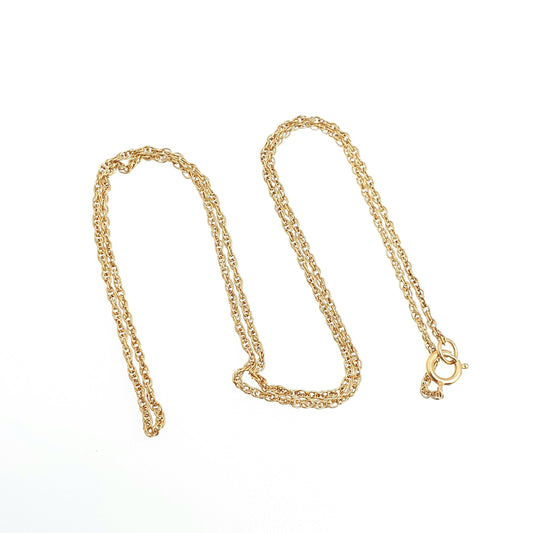 Vintage 9k 9ct Gold Chain Necklace Rope Link 40cm 15.7" 1.50g Solid 9kt 375 Helix Twist Mens Womens Jewelry
