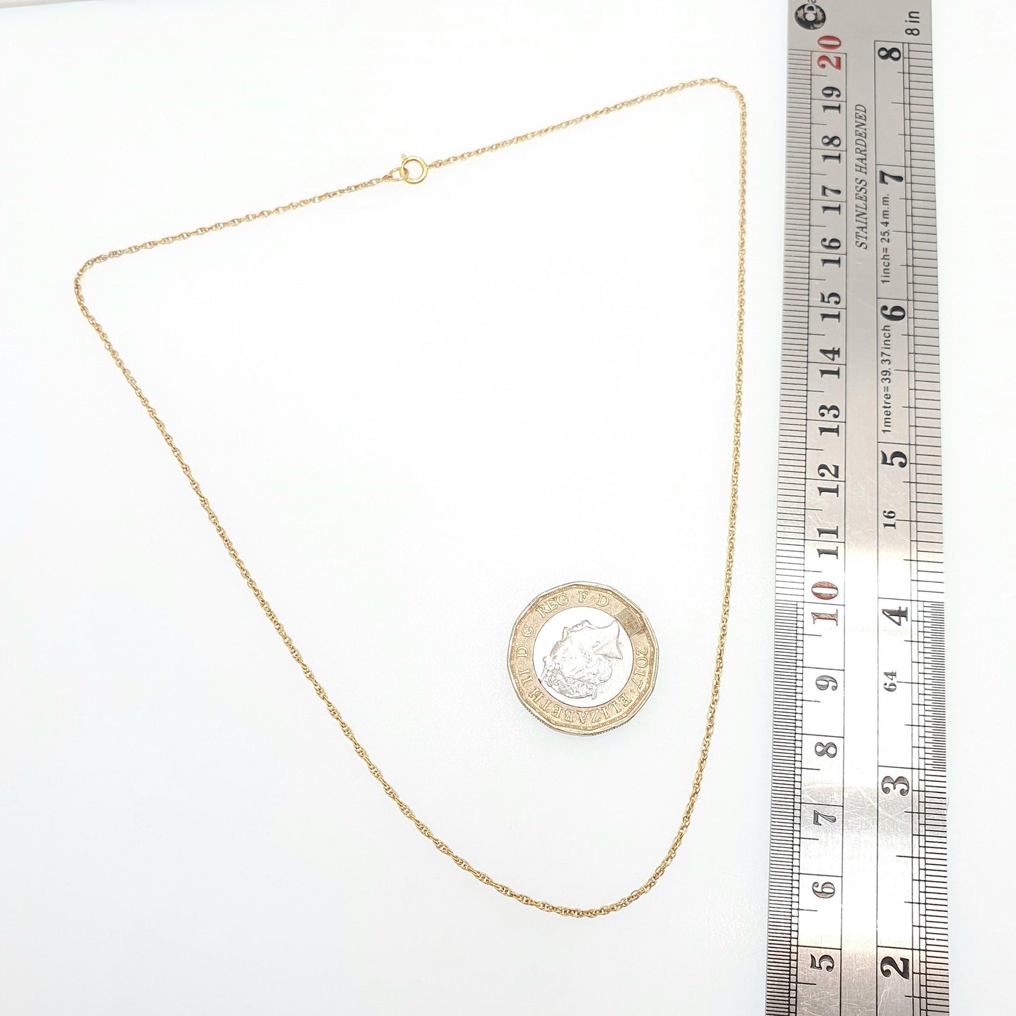 Vintage 9k 9ct Gold Chain Necklace Rope Link 40cm 15.7" 1.50g Solid 9kt 375 Helix Twist Mens Womens Jewelry