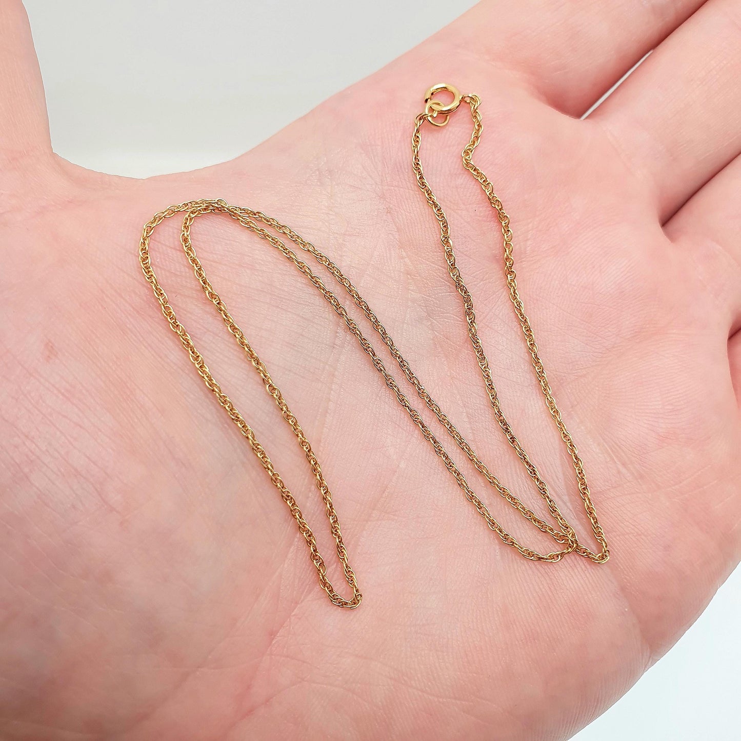 Vintage 9k 9ct Gold Chain Necklace Rope Link 40cm 15.7" 1.50g Solid 9kt 375 Helix Twist Mens Womens Jewelry