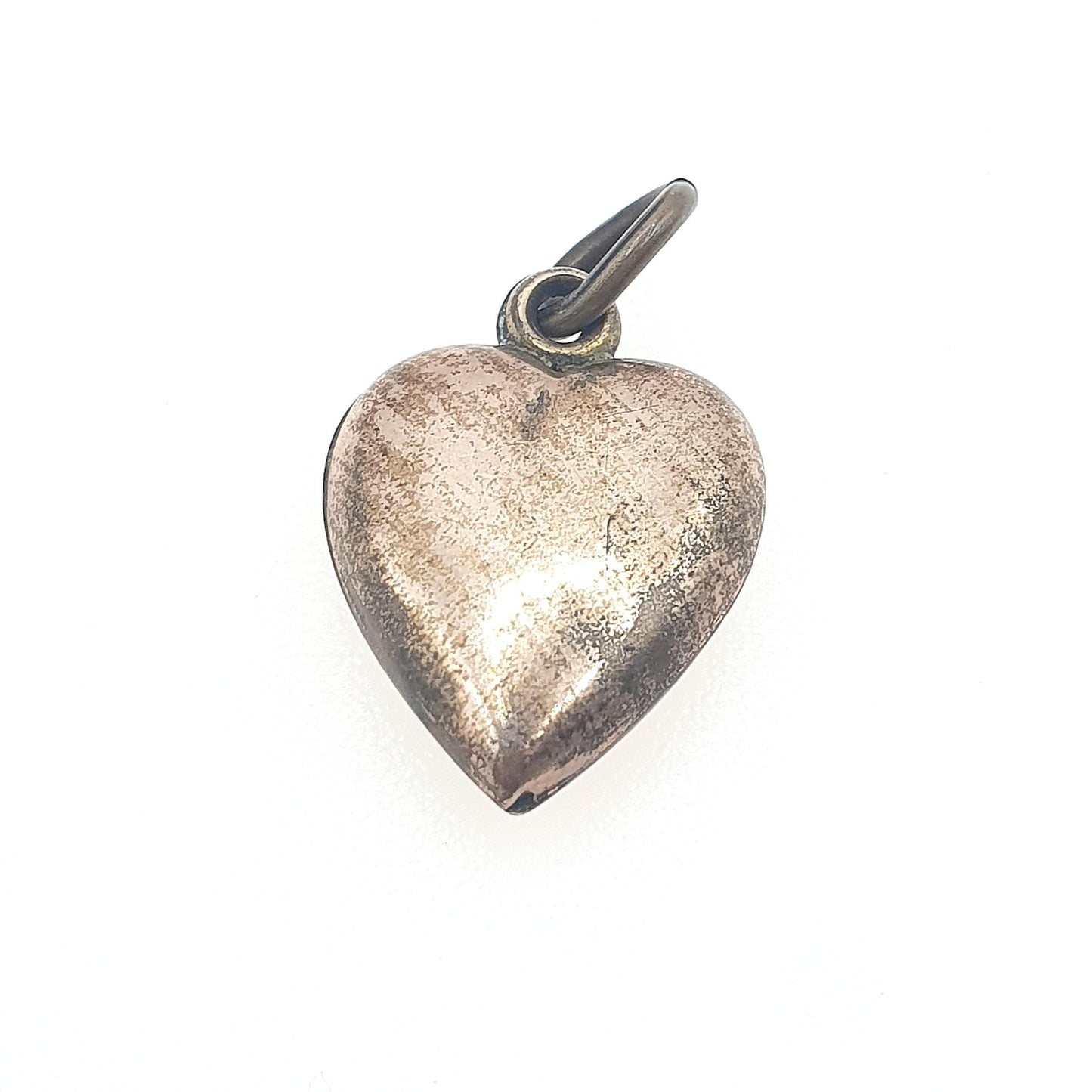 Antique Victorian Rolled Gold Heart Faux Seed Pearl Necklace Pendant Charm Puffer Gold Filled Womens Jewelry Vintage Jewellery