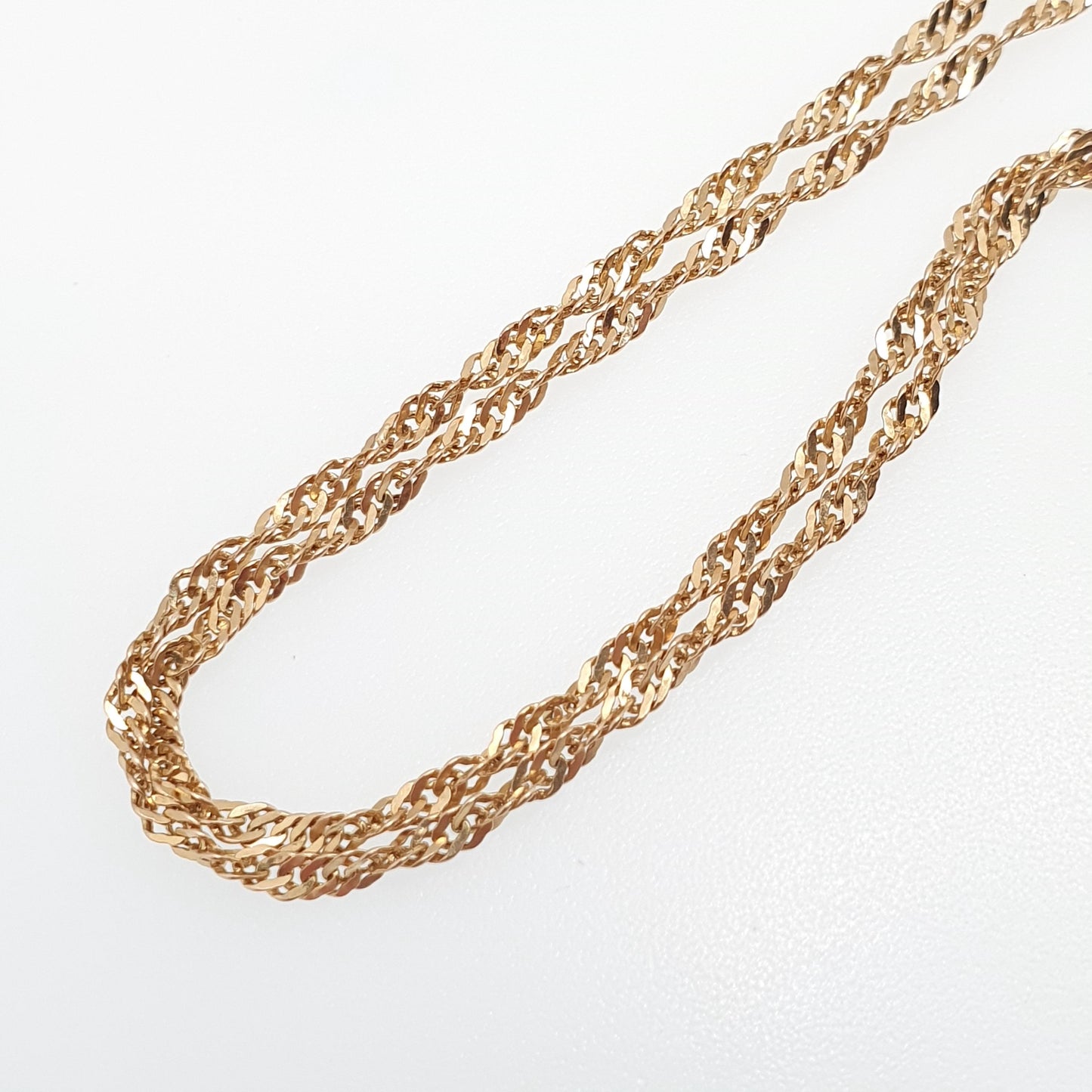 Vintage 14k 14ct 585 Gold Chain Necklace Twist Curb Link Helix 45cm 17.7" 1.58g Solid 14 Carat Yellow Mens Womens