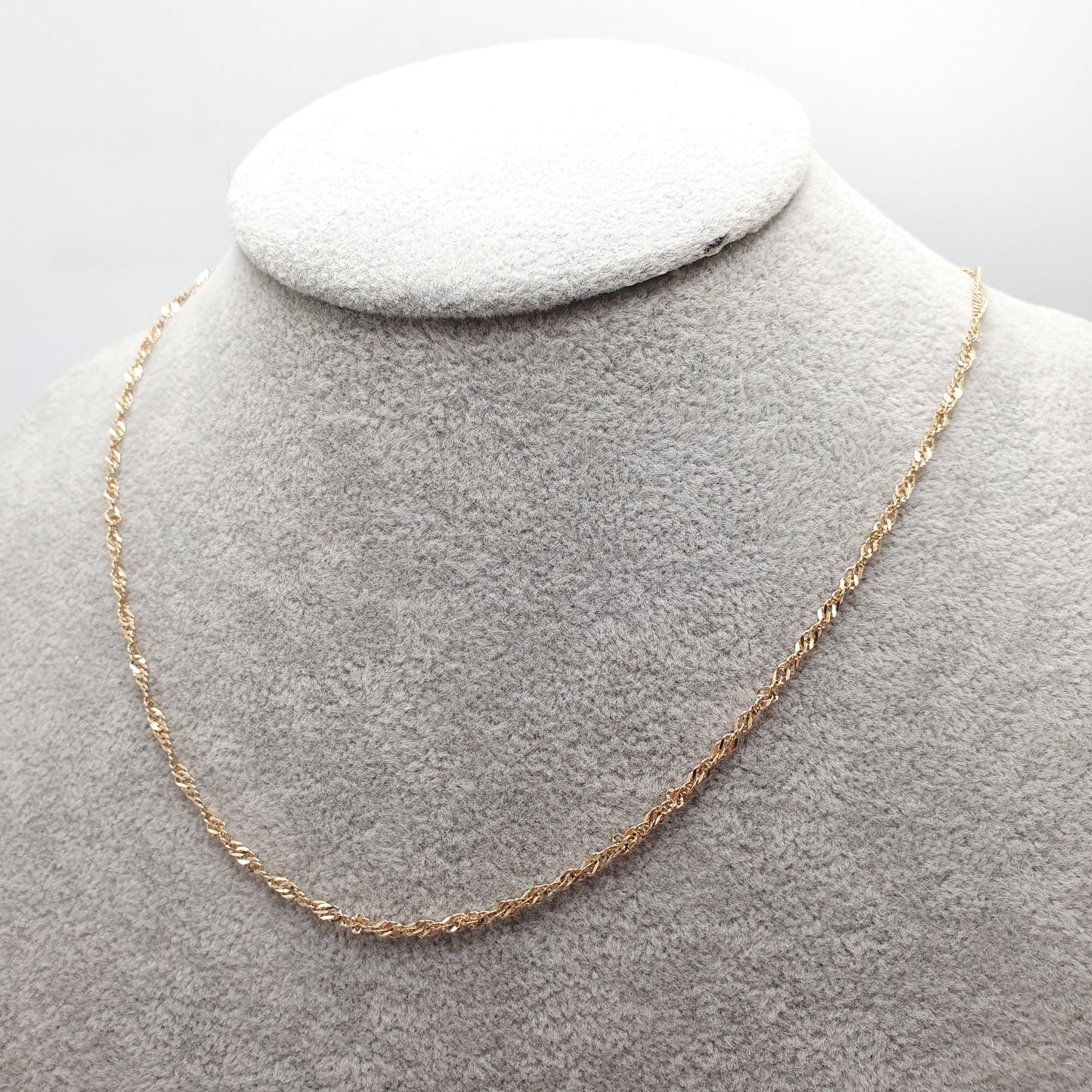 Vintage 14k 14ct 585 Gold Chain Necklace Twist Curb Link Helix 45cm 17.7" 1.58g Solid 14 Carat Yellow Mens Womens