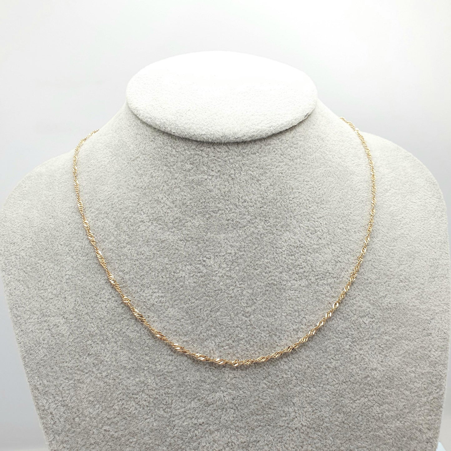 Vintage 14k 14ct 585 Gold Chain Necklace Twist Curb Link Helix 45cm 17.7" 1.58g Solid 14 Carat Yellow Mens Womens