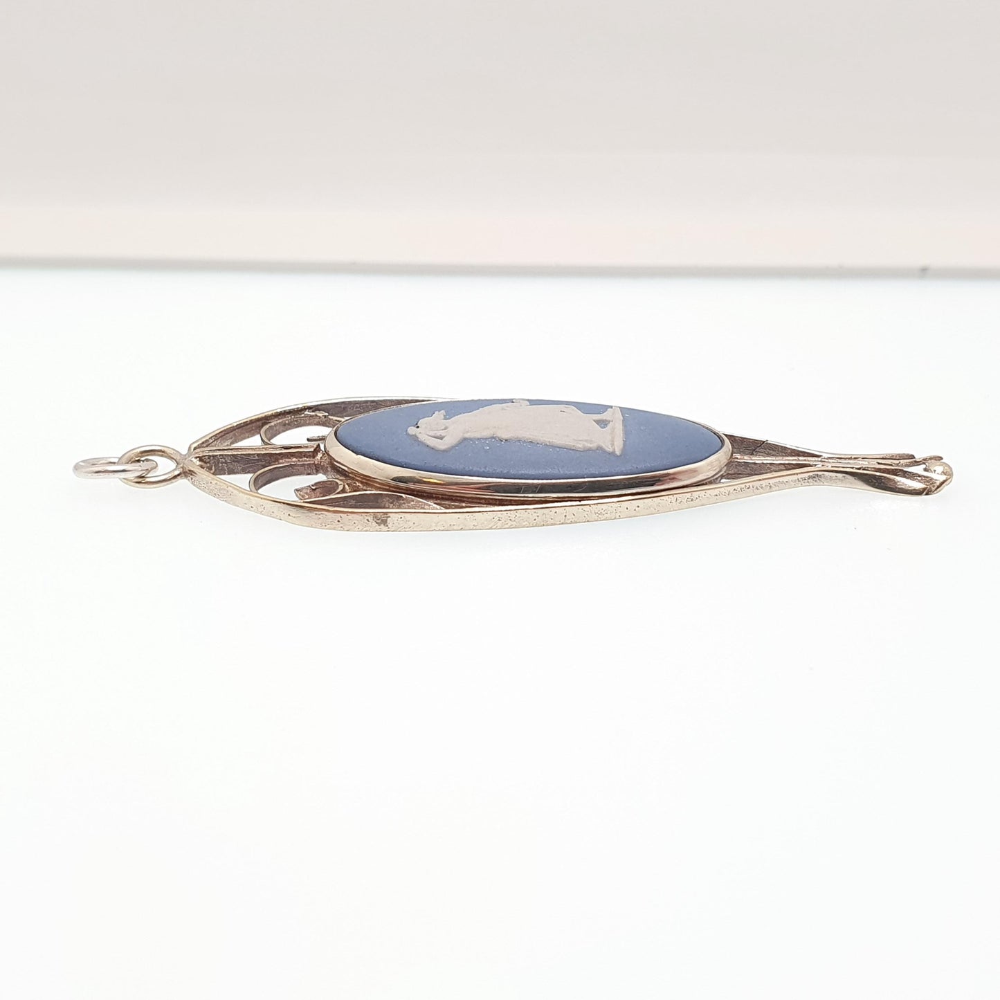 Vintage Sterling Silver Blue Wedgwood Necklace Pendant Gold Vermeil 1980 Jasperware Josiah Wedgwood Jewelry Jewellery