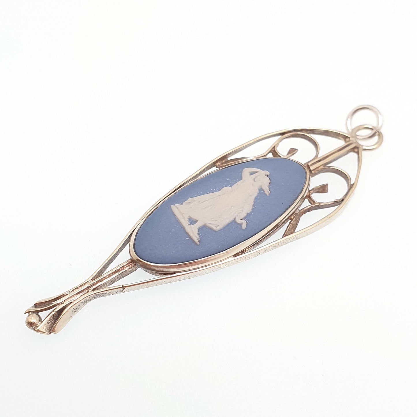 Vintage Sterling Silver Blue Wedgwood Necklace Pendant Gold Vermeil 1980 Jasperware Josiah Wedgwood Jewelry Jewellery
