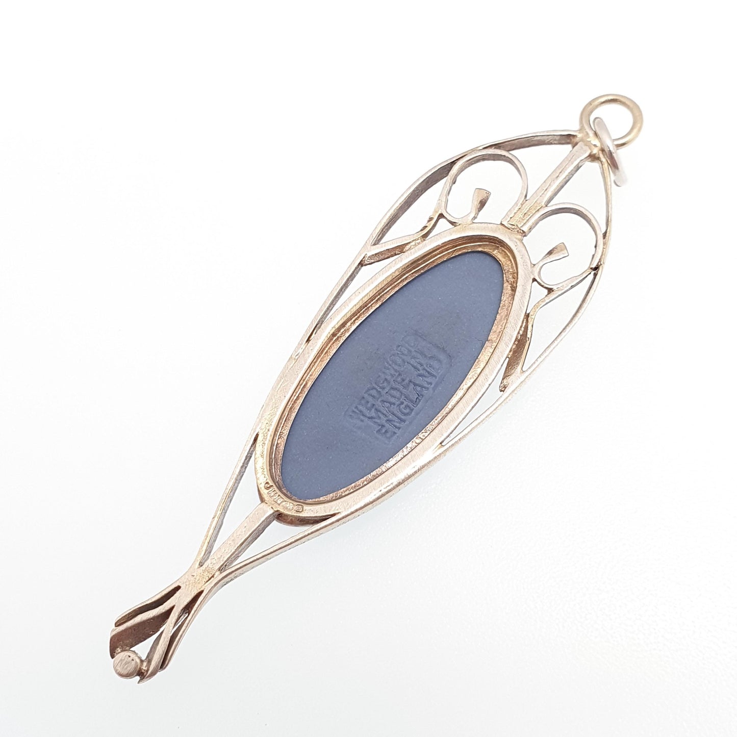 Vintage Sterling Silver Blue Wedgwood Necklace Pendant Gold Vermeil 1980 Jasperware Josiah Wedgwood Jewelry Jewellery