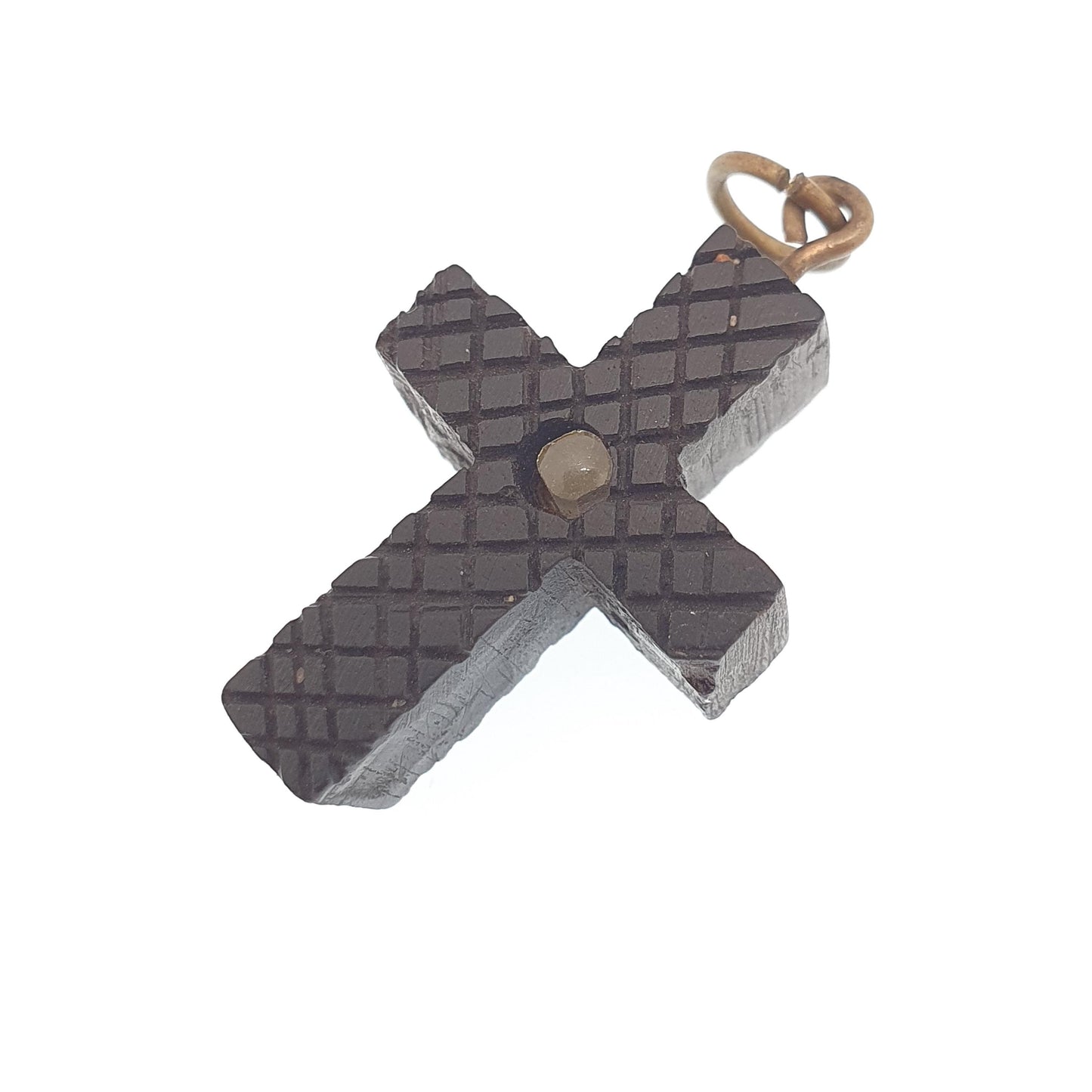 Antique Bog Oak Crucifix Stanhope Pendant Cross Necklace King Edward VII Whitby Jet Imitation Christian Vintage Jewelry Jewellery