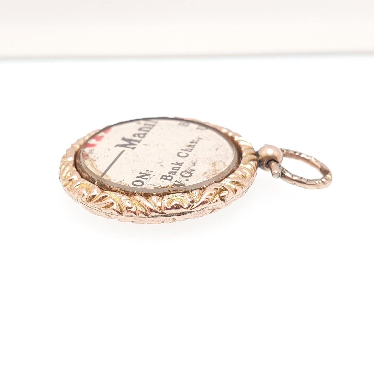 Antique Victorian 9ct 9k Gold Locket Necklace Pendant Pocket Watch Style Chased Border Solid Picture Jewelry Jewellery