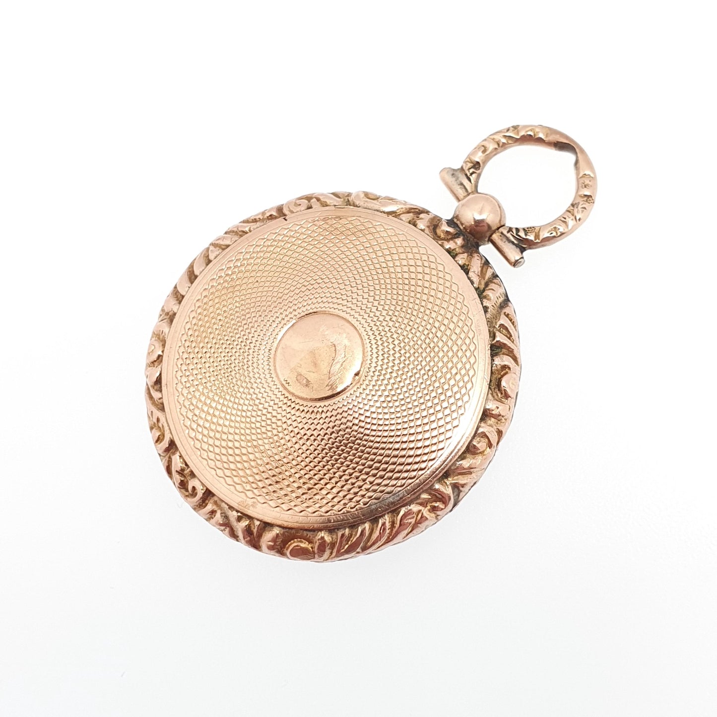 Antique Victorian 9ct 9k Gold Locket Necklace Pendant Pocket Watch Style Chased Border Solid Picture Jewelry Jewellery