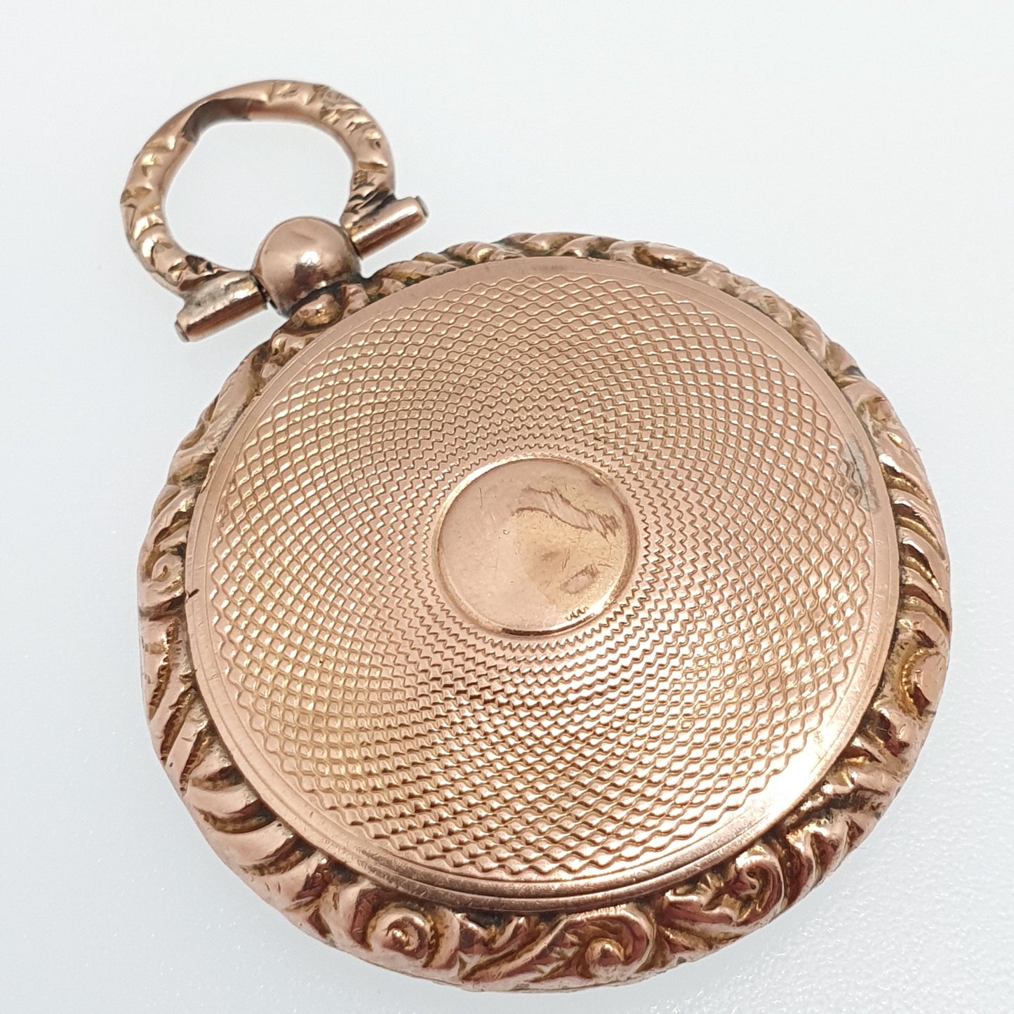 Antique Victorian 9ct 9k Gold Locket Necklace Pendant Pocket Watch Style Chased Border Solid Picture Jewelry Jewellery