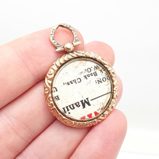 Antique Victorian 9ct 9k Gold Locket Necklace Pendant Pocket Watch Style Chased Border Solid Picture Jewelry Jewellery