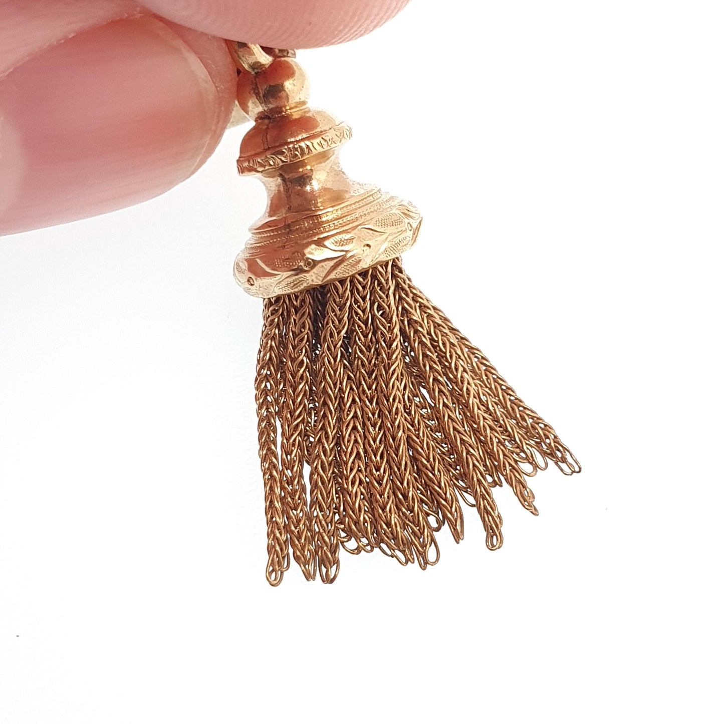 Antique Victorian Rolled Gold Tassel Earrings Albertina Chain Charm Gold Filled Vintage Hook Dangle Drop