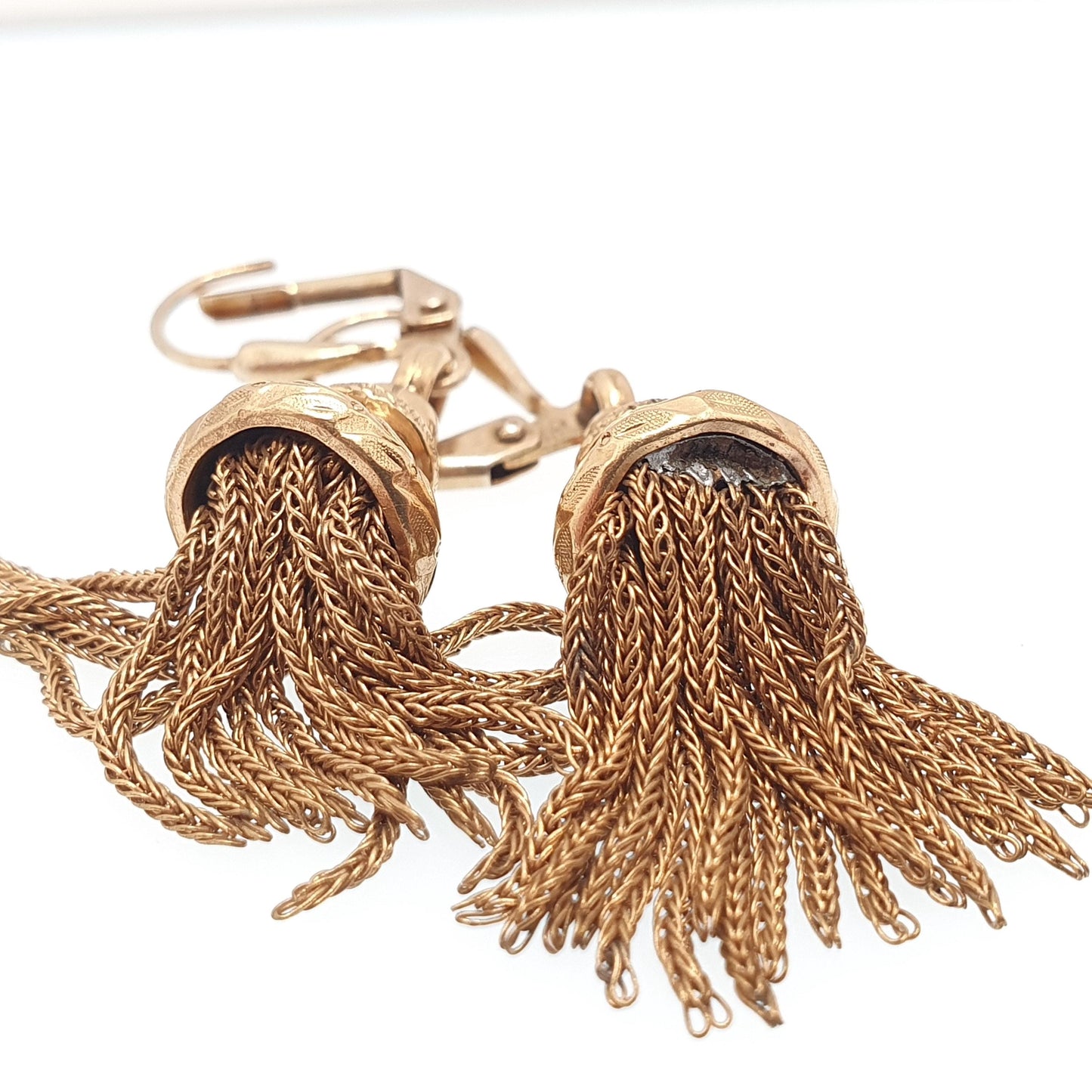 Antique Victorian Rolled Gold Tassel Earrings Albertina Chain Charm Gold Filled Vintage Hook Dangle Drop