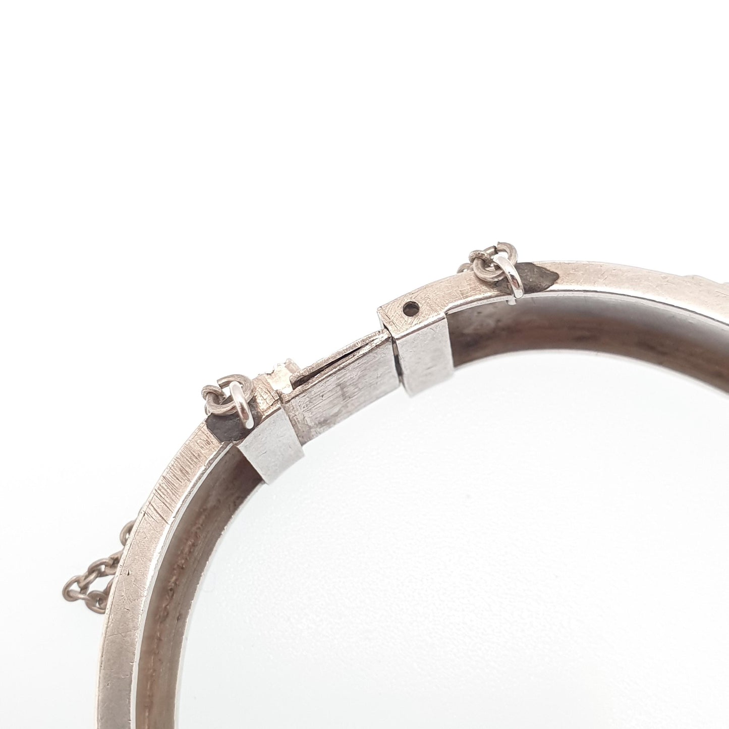 Antique Victorian Sterling Silver Buckle Bracelet Snap Bangle 1882 Hallmark 18.94g Belt Hand Engraved 1800s Vintage Womens