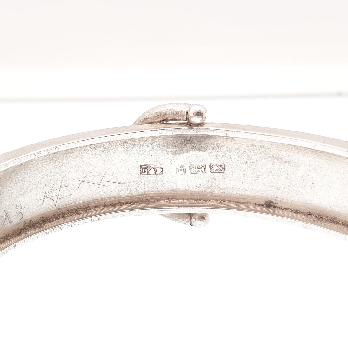 Antique Victorian Sterling Silver Buckle Bracelet Snap Bangle 1882 Hallmark 18.94g Belt Hand Engraved 1800s Vintage Womens