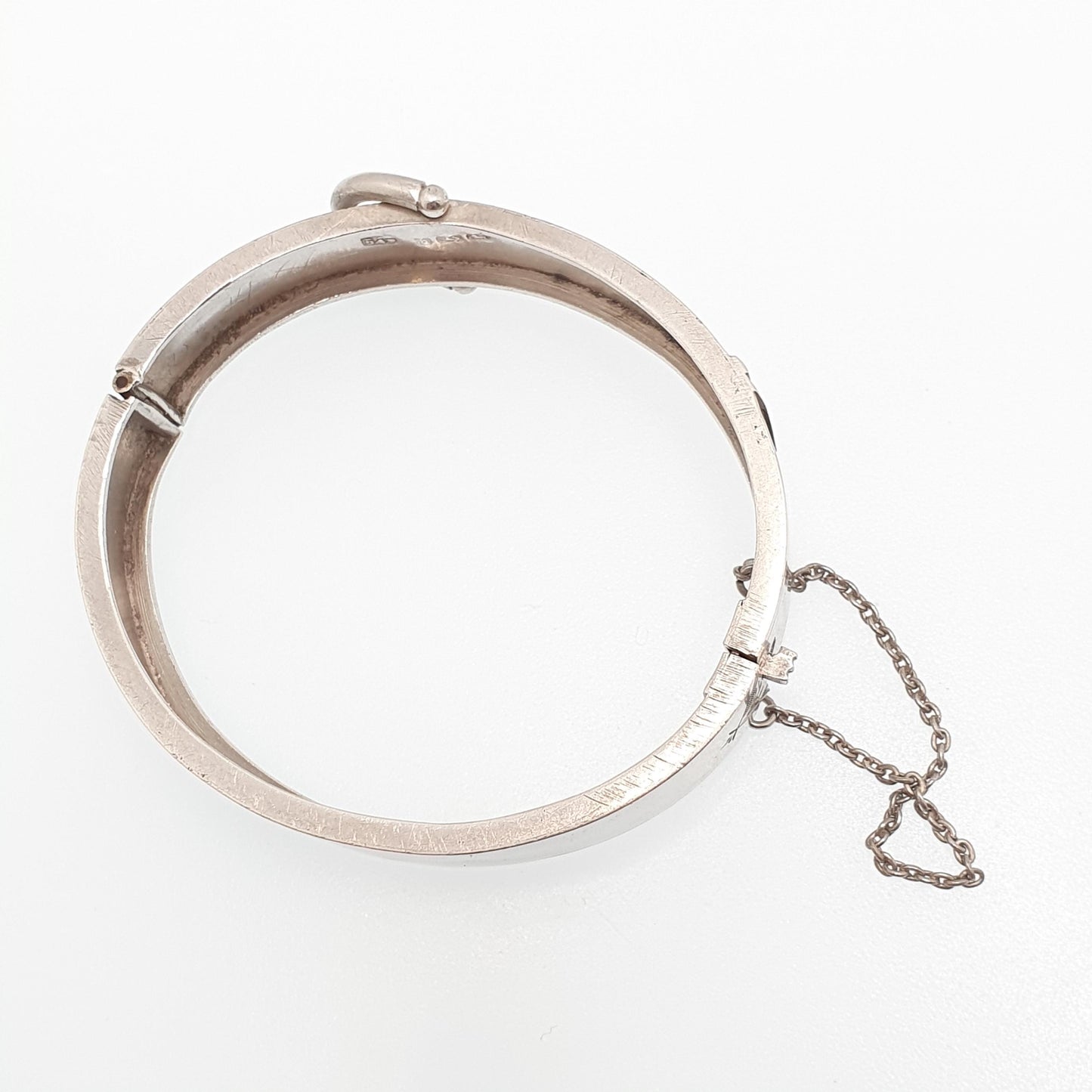 Antique Victorian Sterling Silver Buckle Bracelet Snap Bangle 1882 Hallmark 18.94g Belt Hand Engraved 1800s Vintage Womens