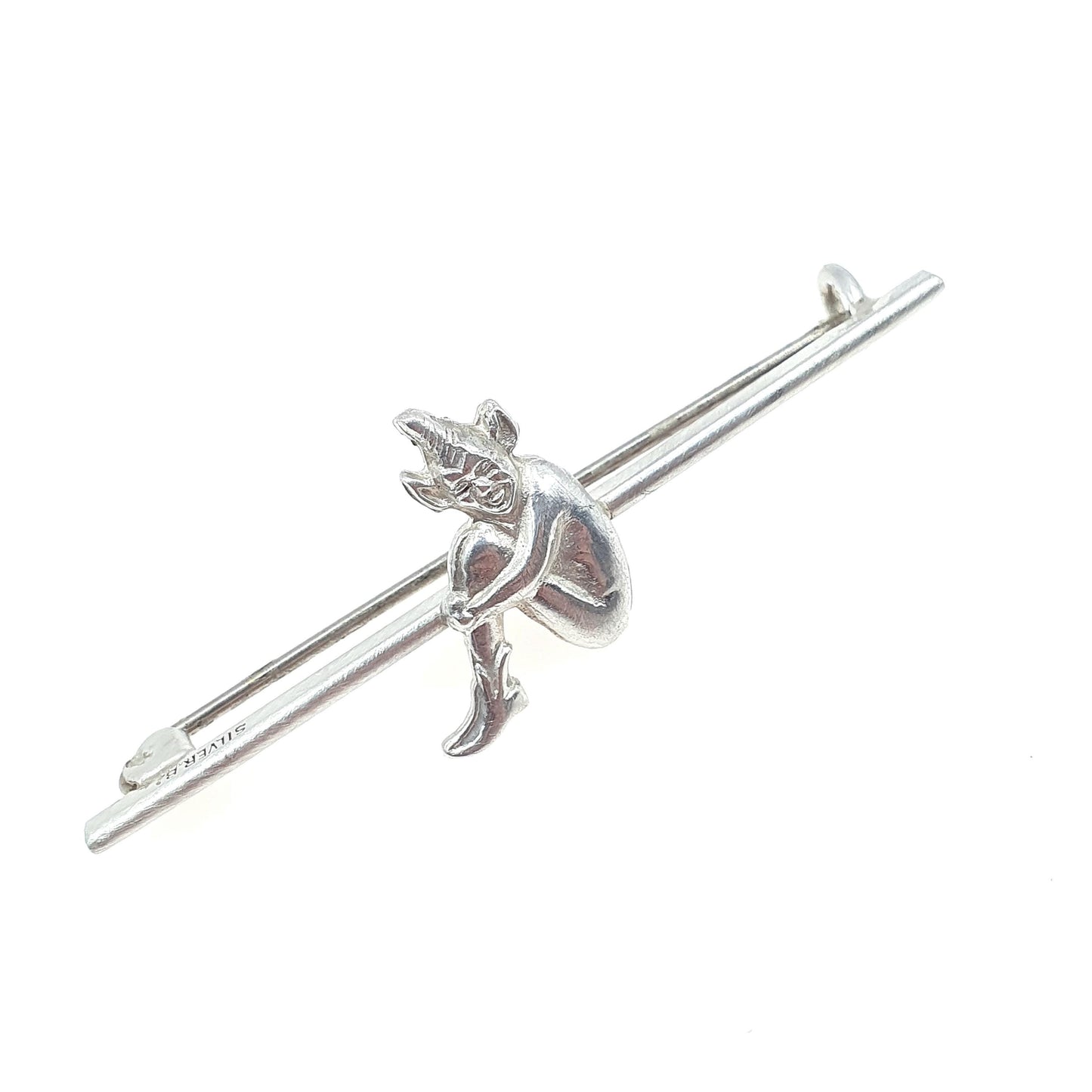 Antique Solid Silver Cornish Imp Brooch Bar Pin Folklore Creature Rare Goblin Mythical Unique Fantasy Womens Men’s Jewellery Jewelry
