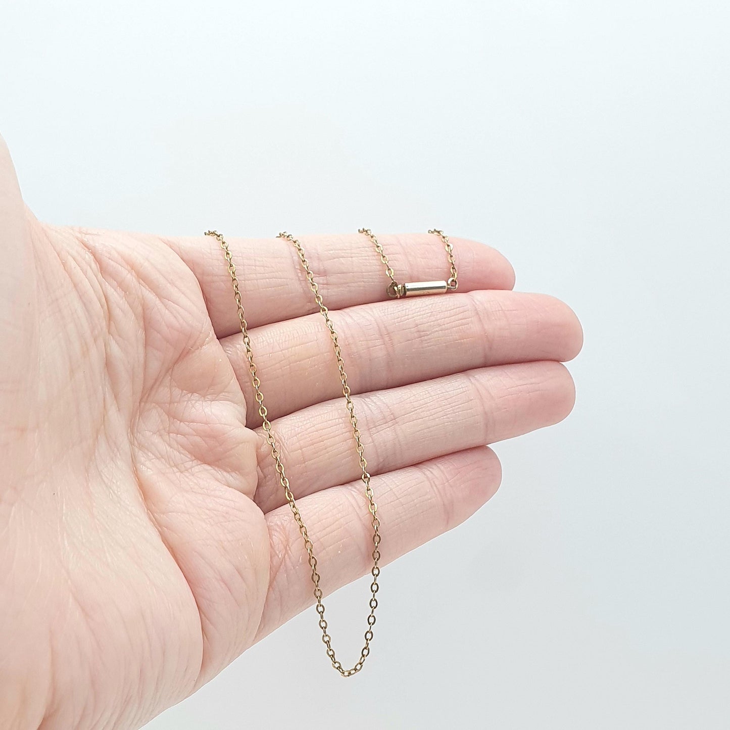 Antique Rolled Gold Cable Link Chain Necklace Trace Link 1.11g 43cm Gold Filled Vintage Mens Unisex Womens Jewelry Jewellery