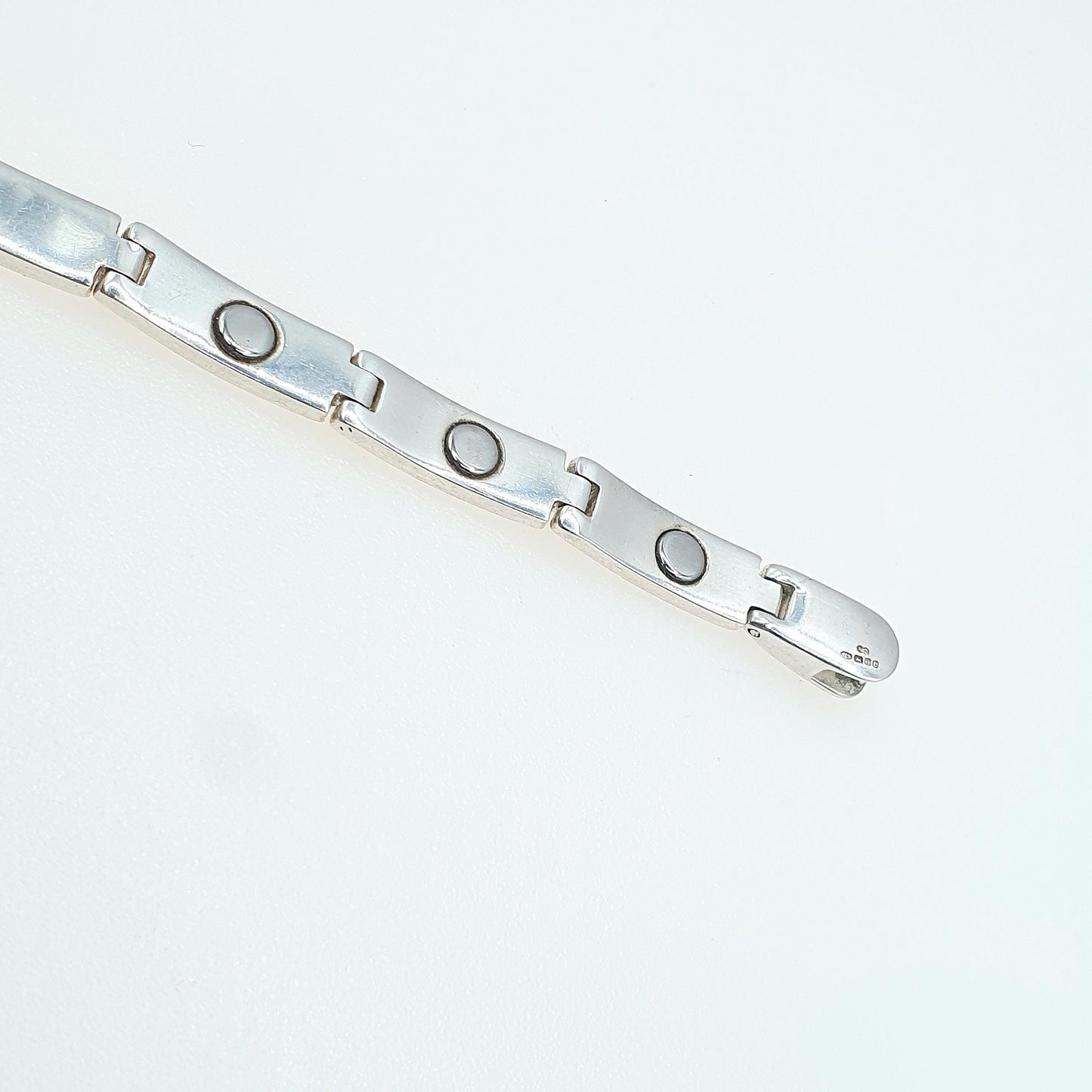 Vintage Sterling Silver Greek Key Pattern Bracelet Magnetic 18.5cm 26.86g Heavy Geometric Womens Jewelry Jewellery