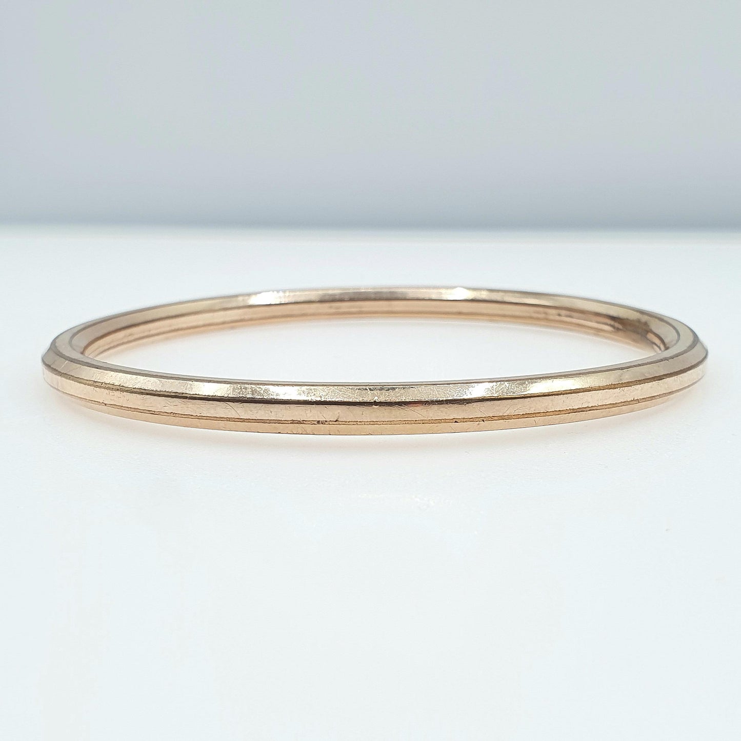 RESERVED/SOLD DON Antique Victorian Rolled Rose Gold Slave Bangle Bracelet Gold Filled Faceted Womens Ladies Jewelry Retro Jewellery Unisex