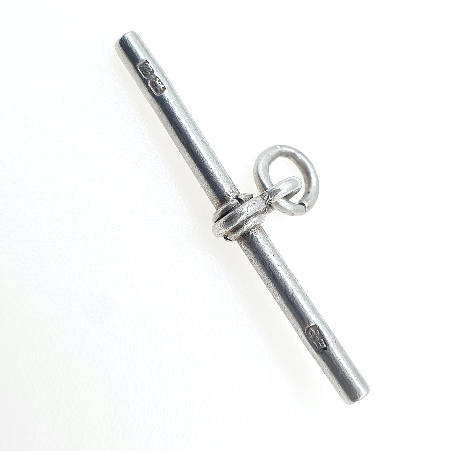 Antique Sterling Silver T Bar Fob Pendant Necklace Albert Chain Vintage Solid 925 Unisex Mens Womens Jewelry Jewellery