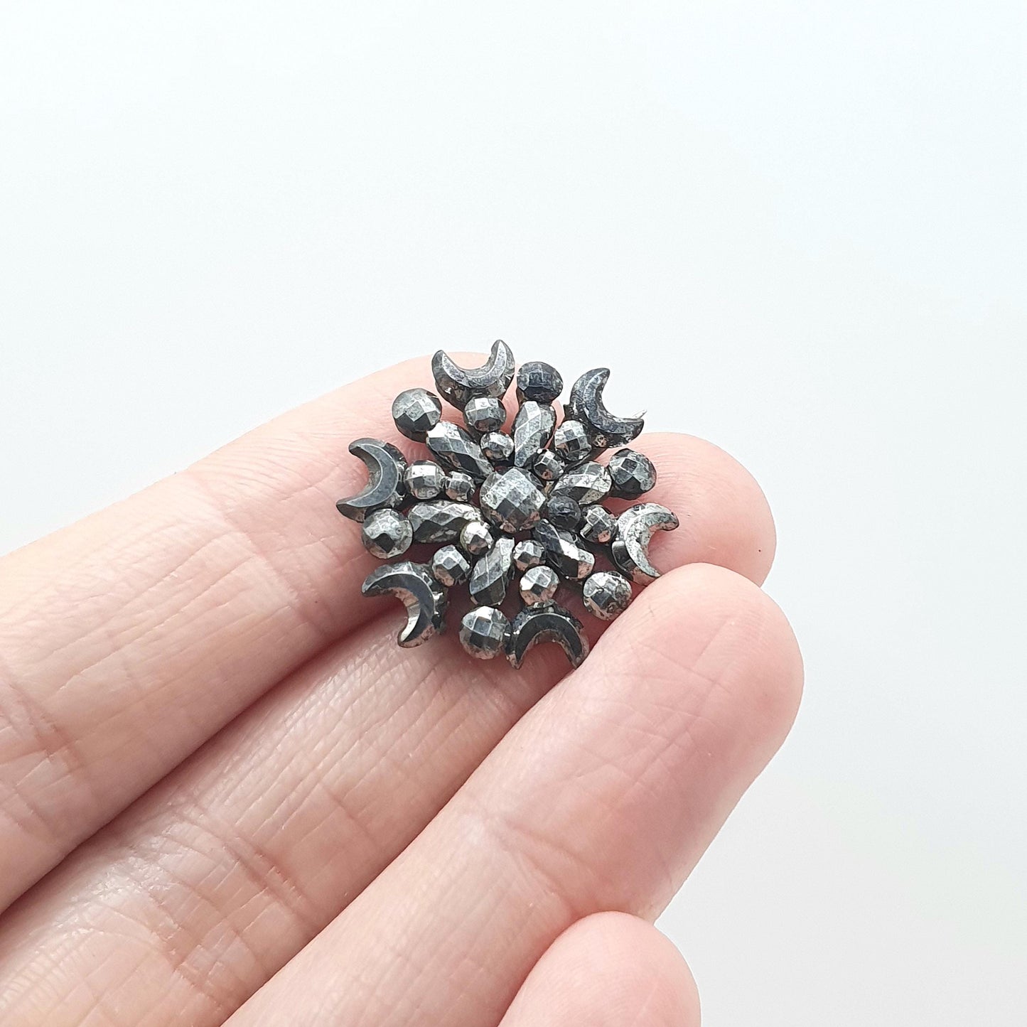 RESERVED/SOLD DON Antique Georgian Steel Cul Crescent Moon Star Brooch Cluster Handmade Celestial Vintage Mens Unisex Womens Jewelry Jewellery