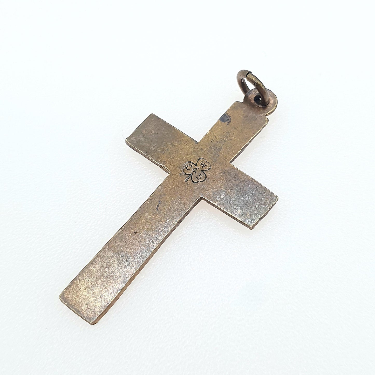 Antique Rolled Gold Crucifix Pendant Hand Engraved Leaf Pattern Gold Filled Front Necklace Victorian Catholic Christian Jewelry Jewellery