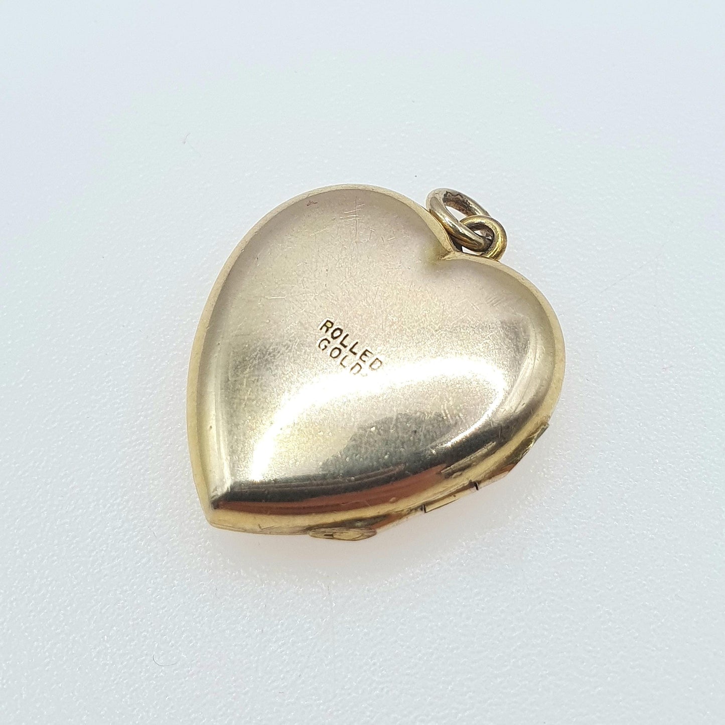 Antique Rolled Gold Heart Locket Yellow Necklace Pendant Gift Photo Vintage Jewellery Engraved Gold Filled