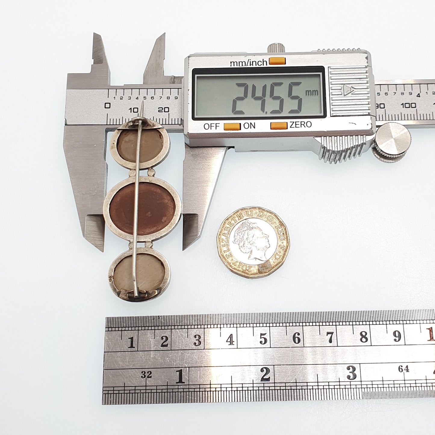 Antique Victorian Lava Cameo Brooch Triple High Relief Detailed Hand Carved Silver Tone Base Metal Vintage Jewelry Jewellery