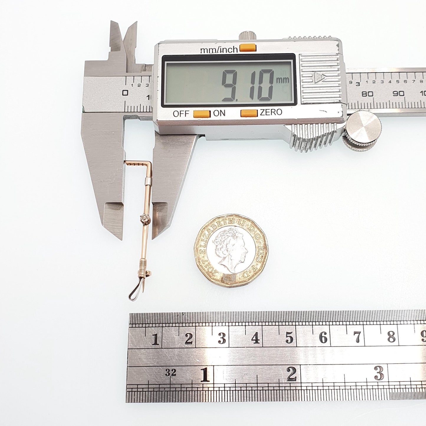 Antique 14kt 14k Gold Diamond Riding Crop Brooch Pin Victorian Solid 585 Old Cut Gemstone Horse Riding Jewelry Jewellery