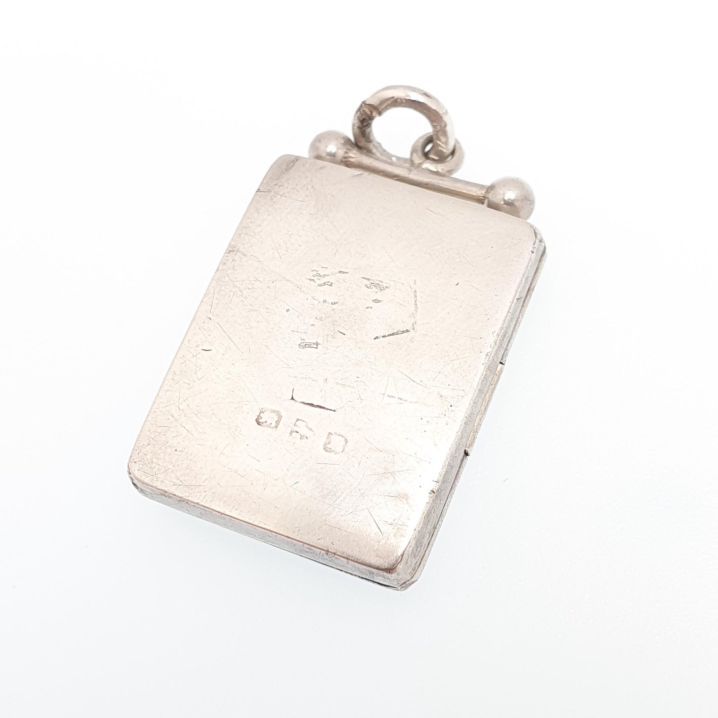 Antique Sterling Silver Locket Rectangular 1900 Hallmarked Solid 925 Shield Front Pendant Photo Vintage Jewelry Jewellery