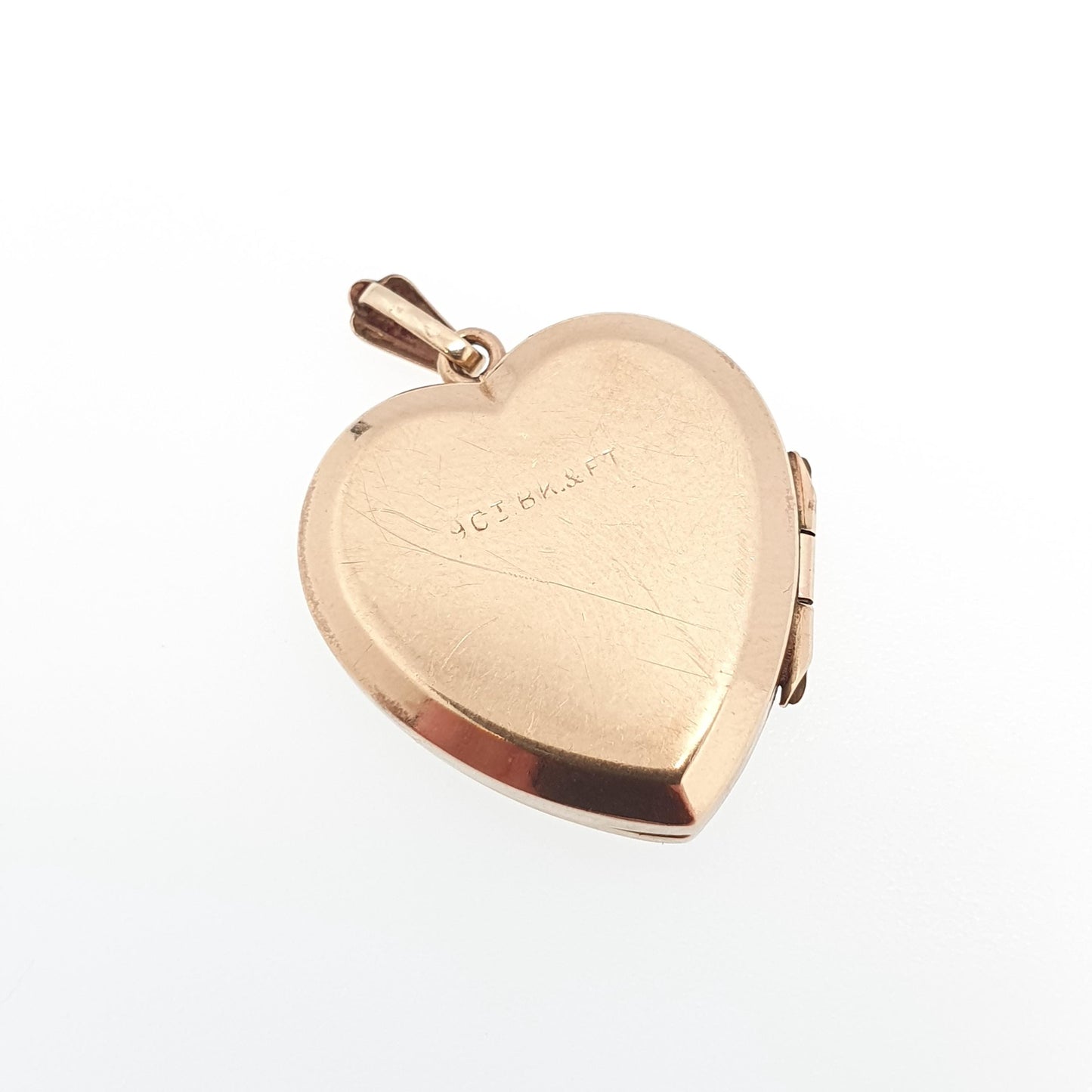 Old Vintage 9ct Gold Heart Locket Gyroscope Solid 9k 375 Pendant Small Cute Fine Estate Gift Back & Front Necklace Jewelry Womens Jewellery