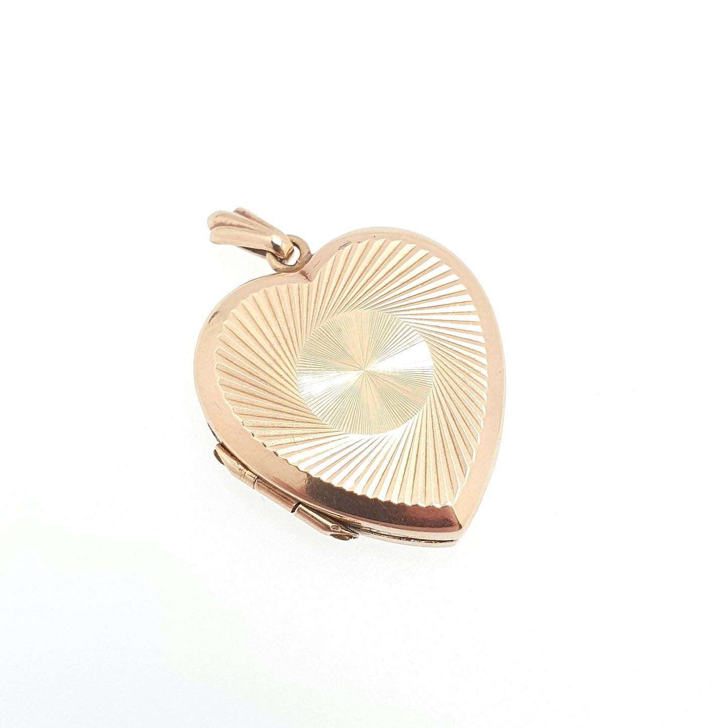 Old Vintage 9ct Gold Heart Locket Gyroscope Solid 9k 375 Pendant Small Cute Fine Estate Gift Back & Front Necklace Jewelry Womens Jewellery