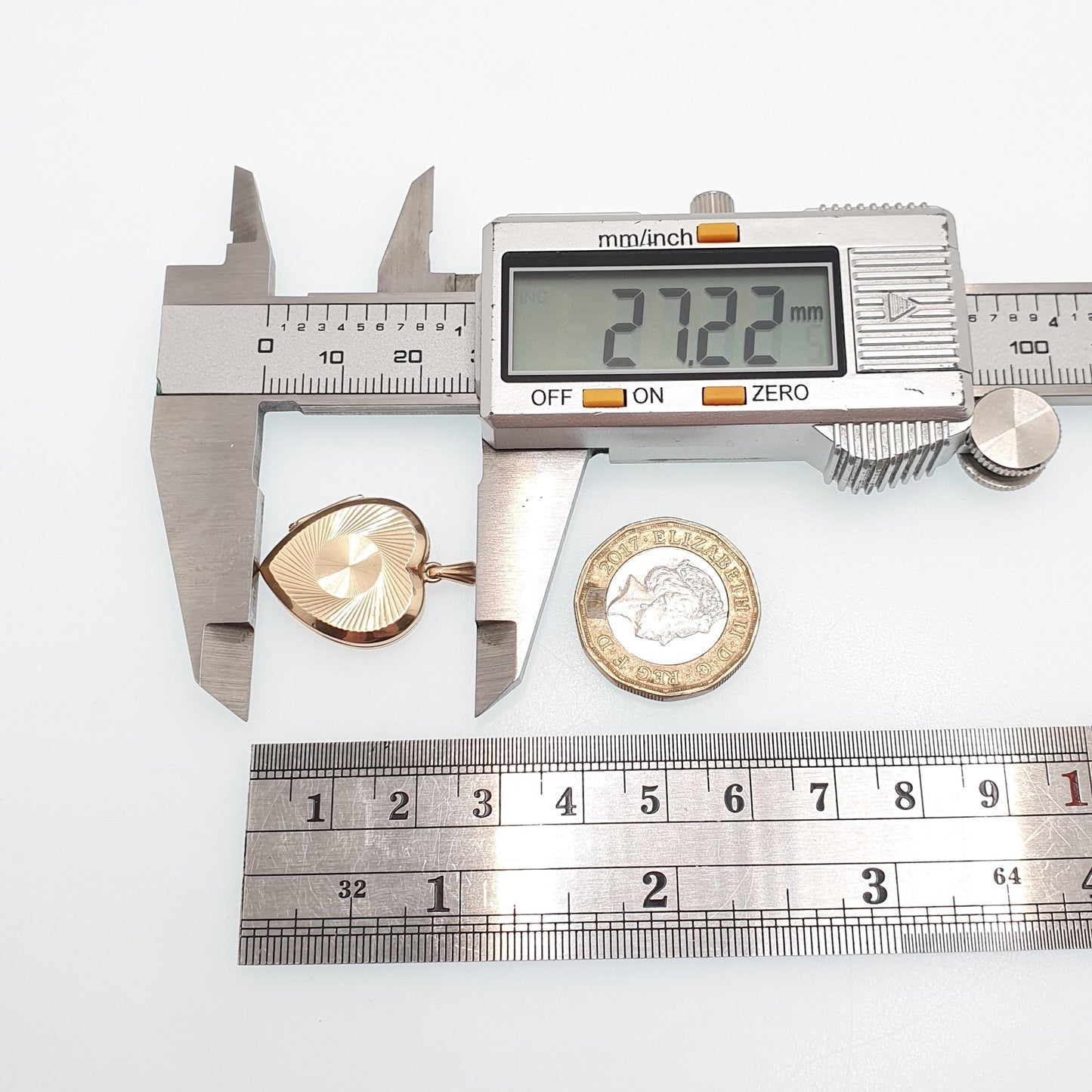 Old Vintage 9ct Gold Heart Locket Gyroscope Solid 9k 375 Pendant Small Cute Fine Estate Gift Back & Front Necklace Jewelry Womens Jewellery