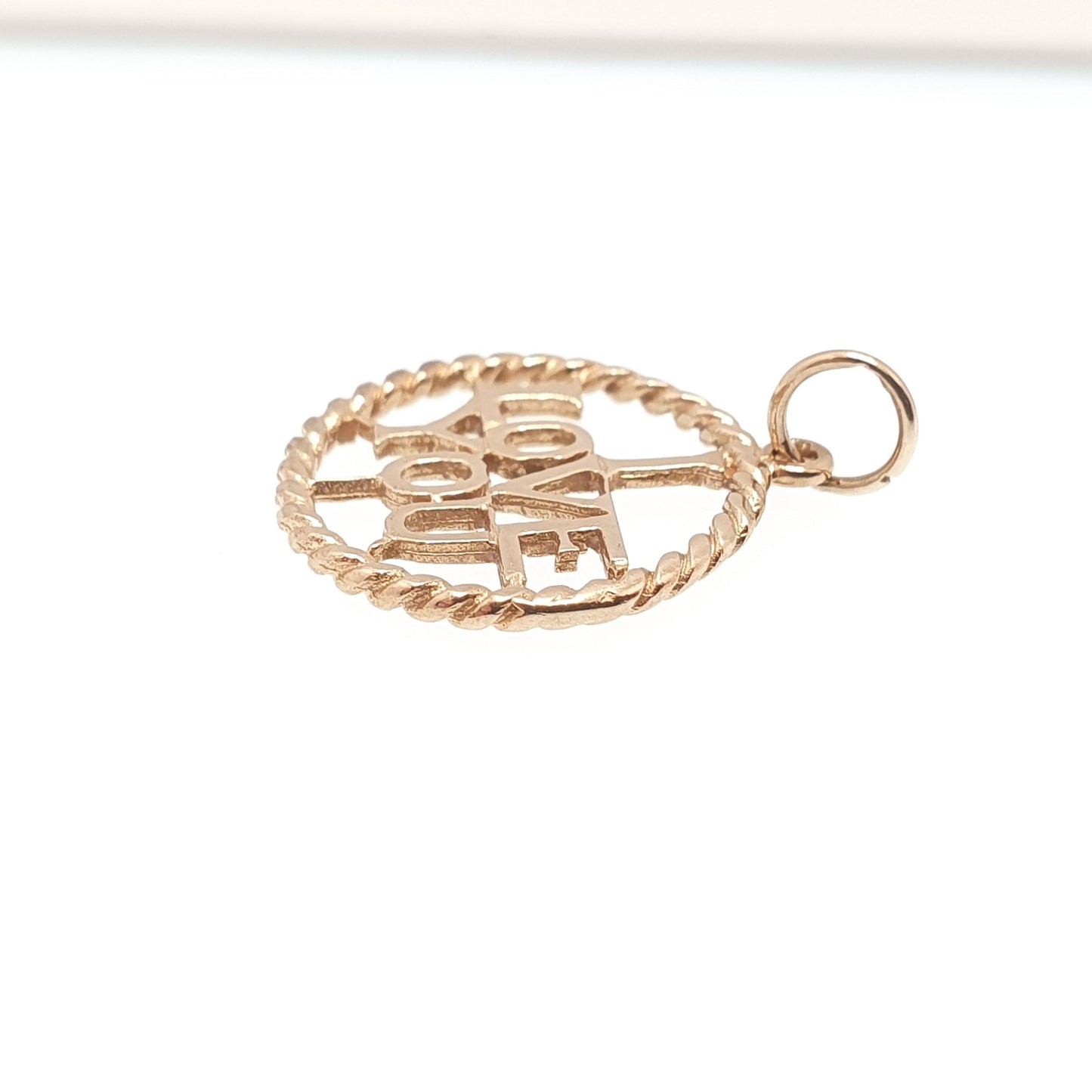 Vintage 9ct Gold I LOVE YOU Charm Pendant Solid 9k 375 Bracelet Necklace Hallmark Gift Romantic Womens Jewelry Jewellery