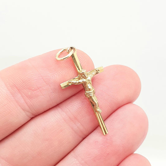 Vintage GEORG JENSEN 9ct 9k Gold Jesus on Cross Pendant Crucifix Necklace Solid 9kt Necklace Hallmarked Jewellery Jewelry