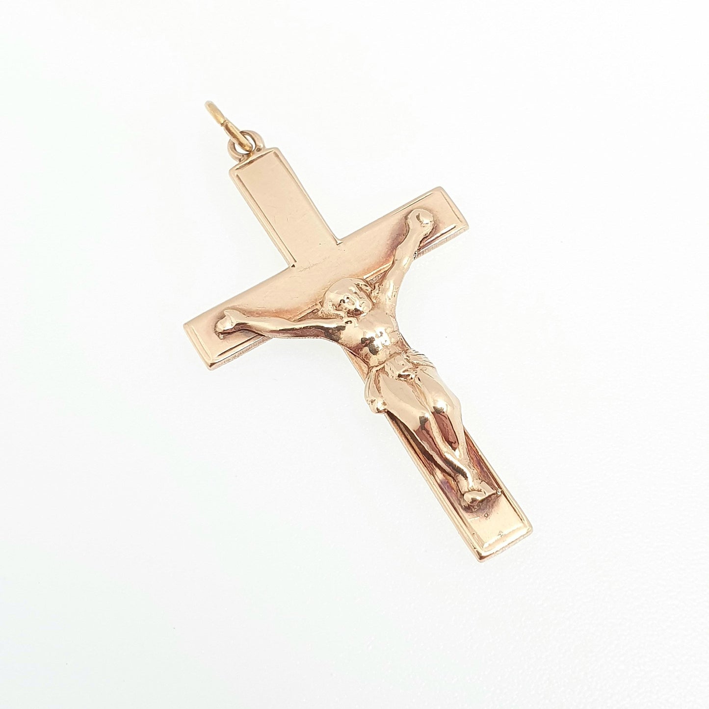 Vintage 9k 9ct Gold Jesus On The Cross Crucifix Necklace Pendant 1966 Hallmark Solid 375 Christian Religious Mens Womens Jewelry Jewellery