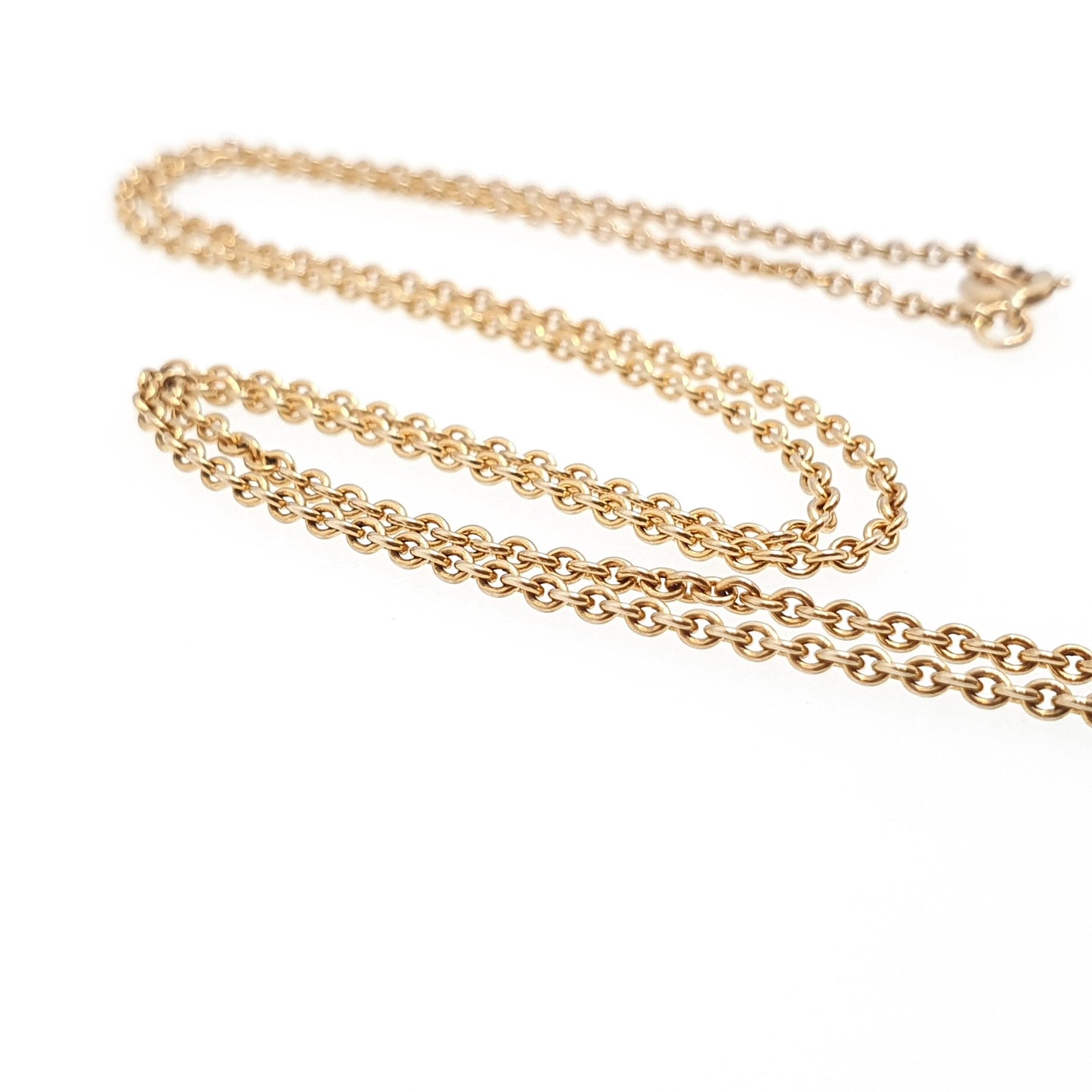 Antique 9ct 9k Gold Chain Necklace Victorian Cable Link Solid 9kt 42cm 16.5" 2.46g Trace Yellow Genuine Vintage Womens Jewelry