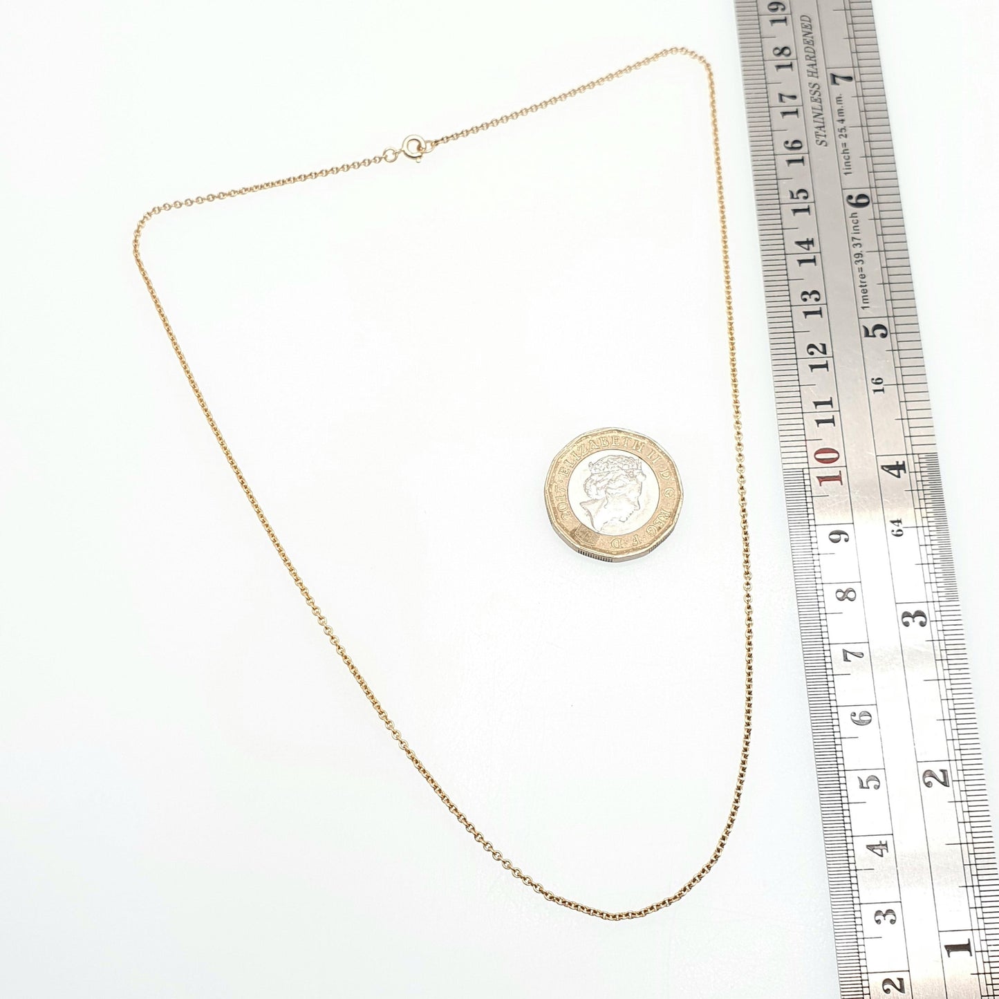 Antique 9ct 9k Gold Chain Necklace Victorian Cable Link Solid 9kt 42cm 16.5" 2.46g Trace Yellow Genuine Vintage Womens Jewelry