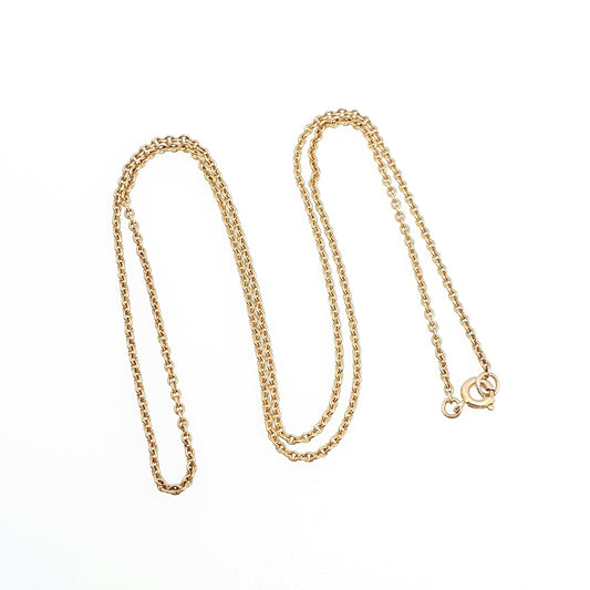 Antique 9ct 9k Gold Chain Necklace Victorian Cable Link Solid 9kt 42cm 16.5" 2.46g Trace Yellow Genuine Vintage Womens Jewelry