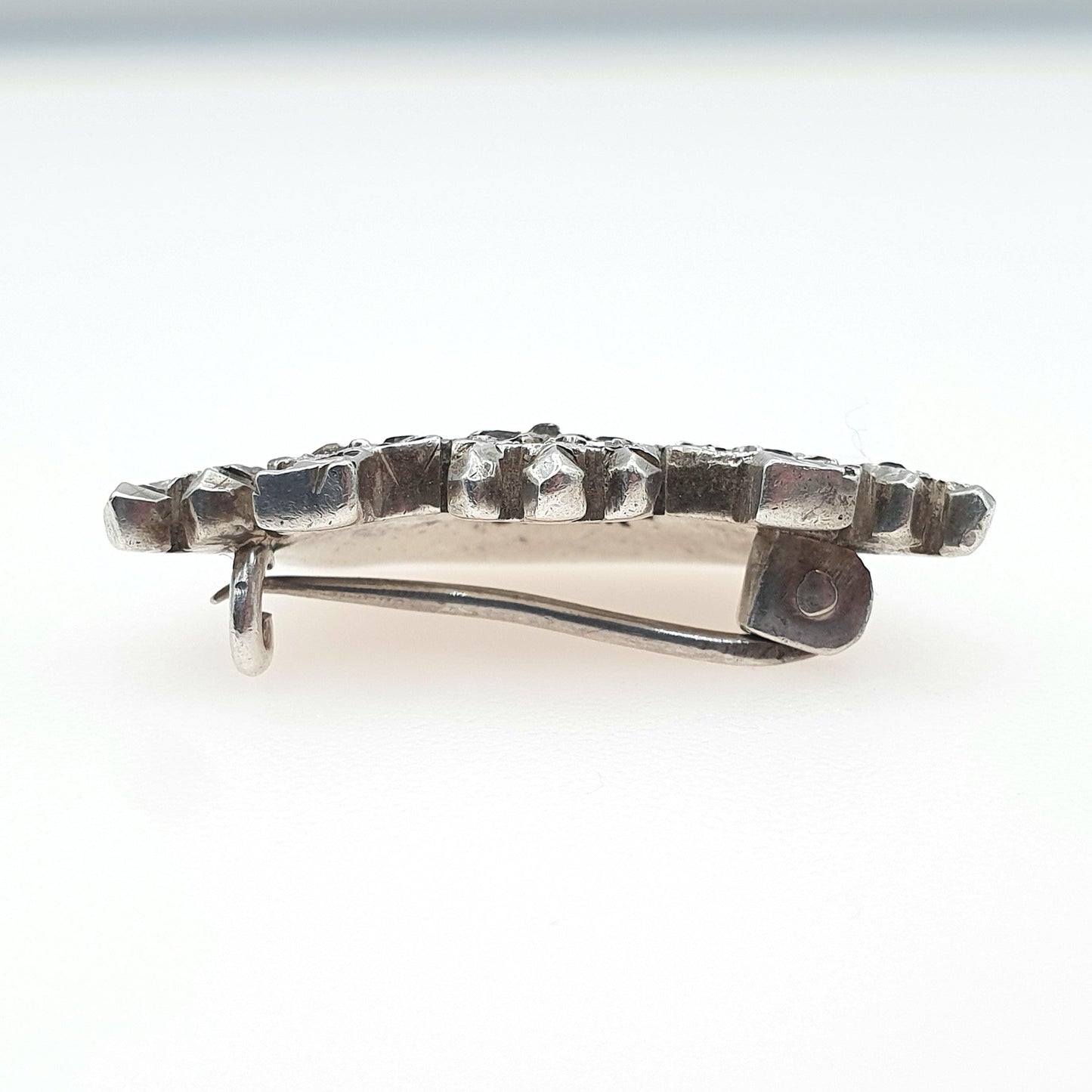 Antique Sterling Silver Crown Brooch Diamond Paste Art Deco Royal Royalty King Queen Mens Womens Jewelry Jewellery