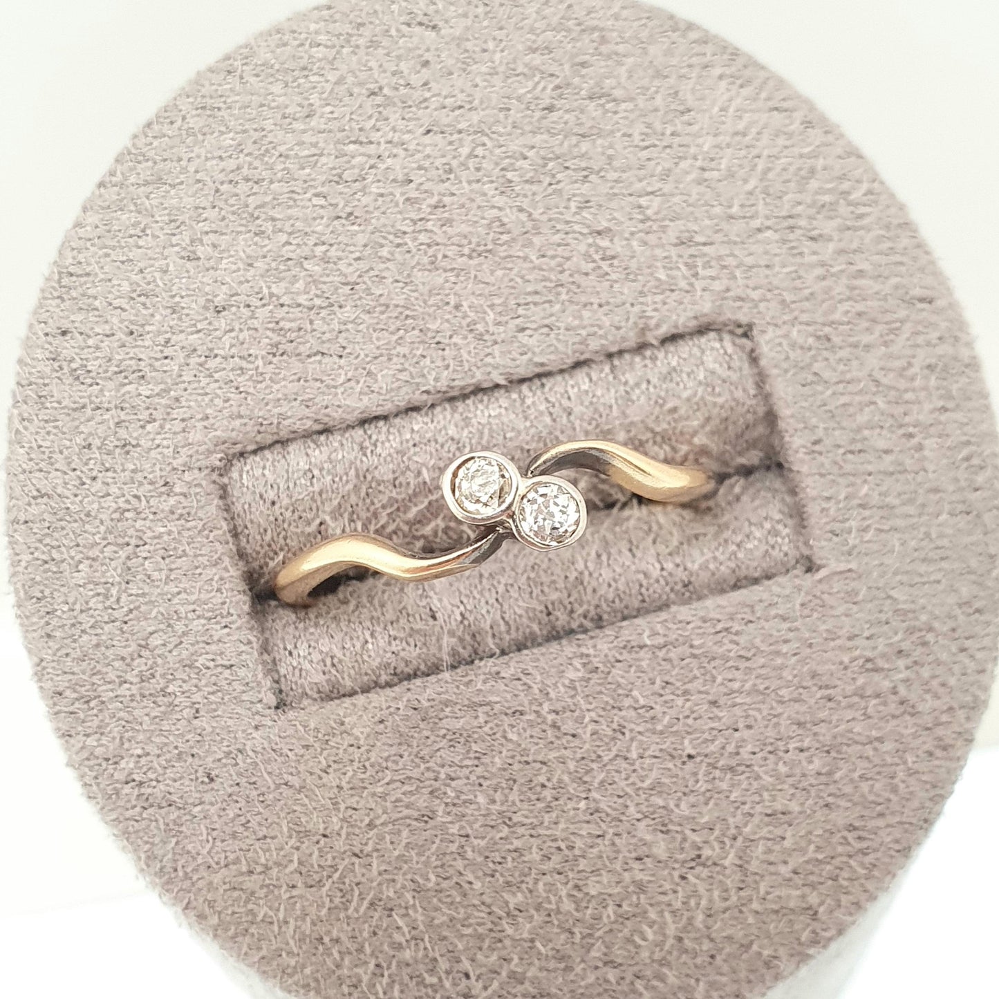 Antique 18k 18ct Gold Diamond Ring Toi Et Moi Old Cut Crossover Solid 750 Two Stone Wedding Vintage Jewelry Jewellery
