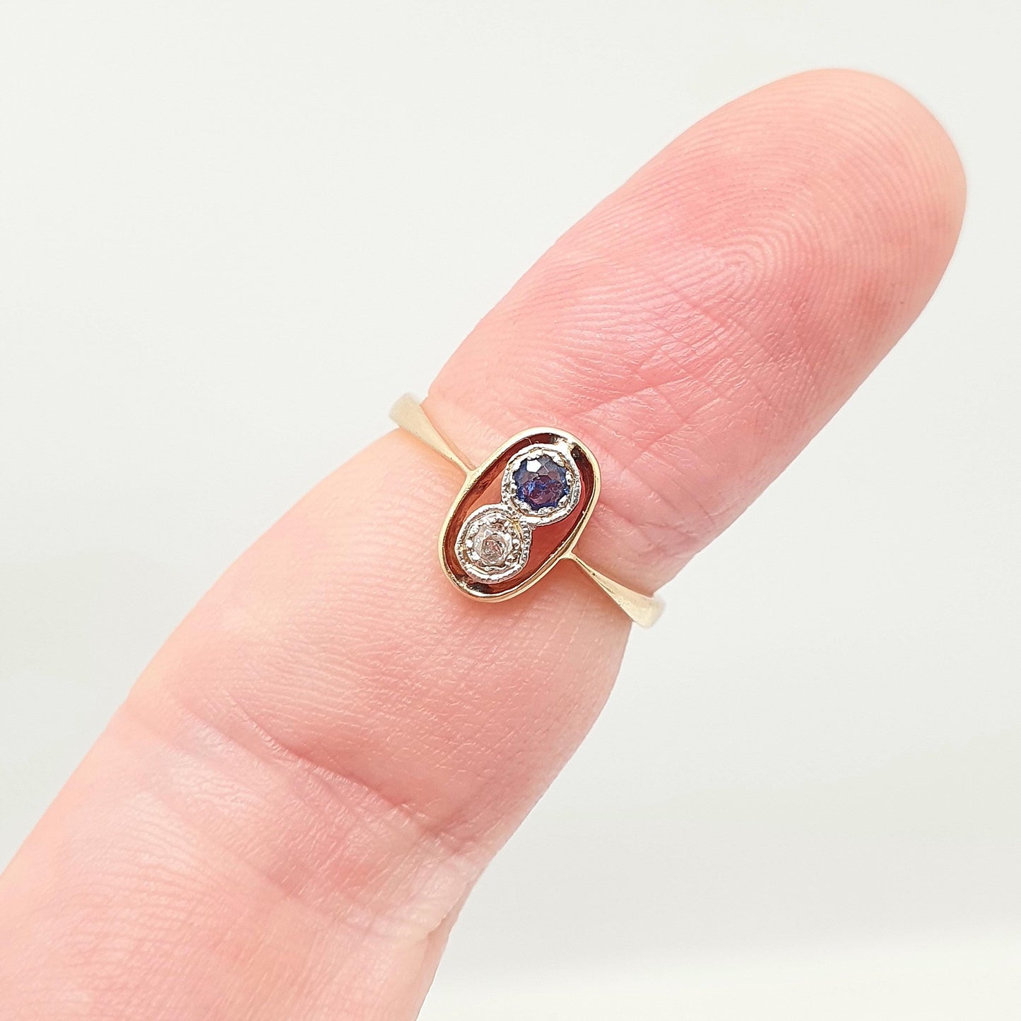 Antique Sapphire & Diamond Ring 18k 18ct Gold Art Deco Natural Gemstones 1920s Solid 750 Vintage Jewelry Jewellery