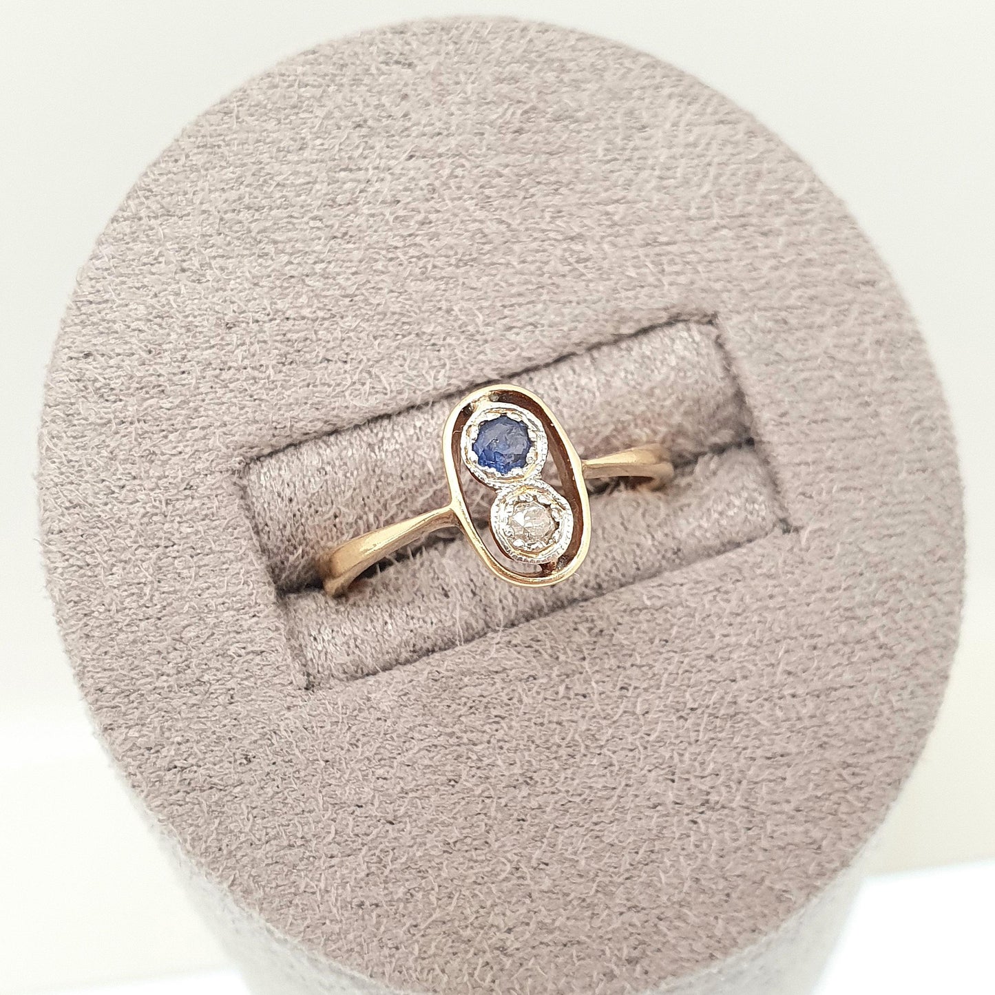 Antique Sapphire & Diamond Ring 18k 18ct Gold Art Deco Natural Gemstones 1920s Solid 750 Vintage Jewelry Jewellery