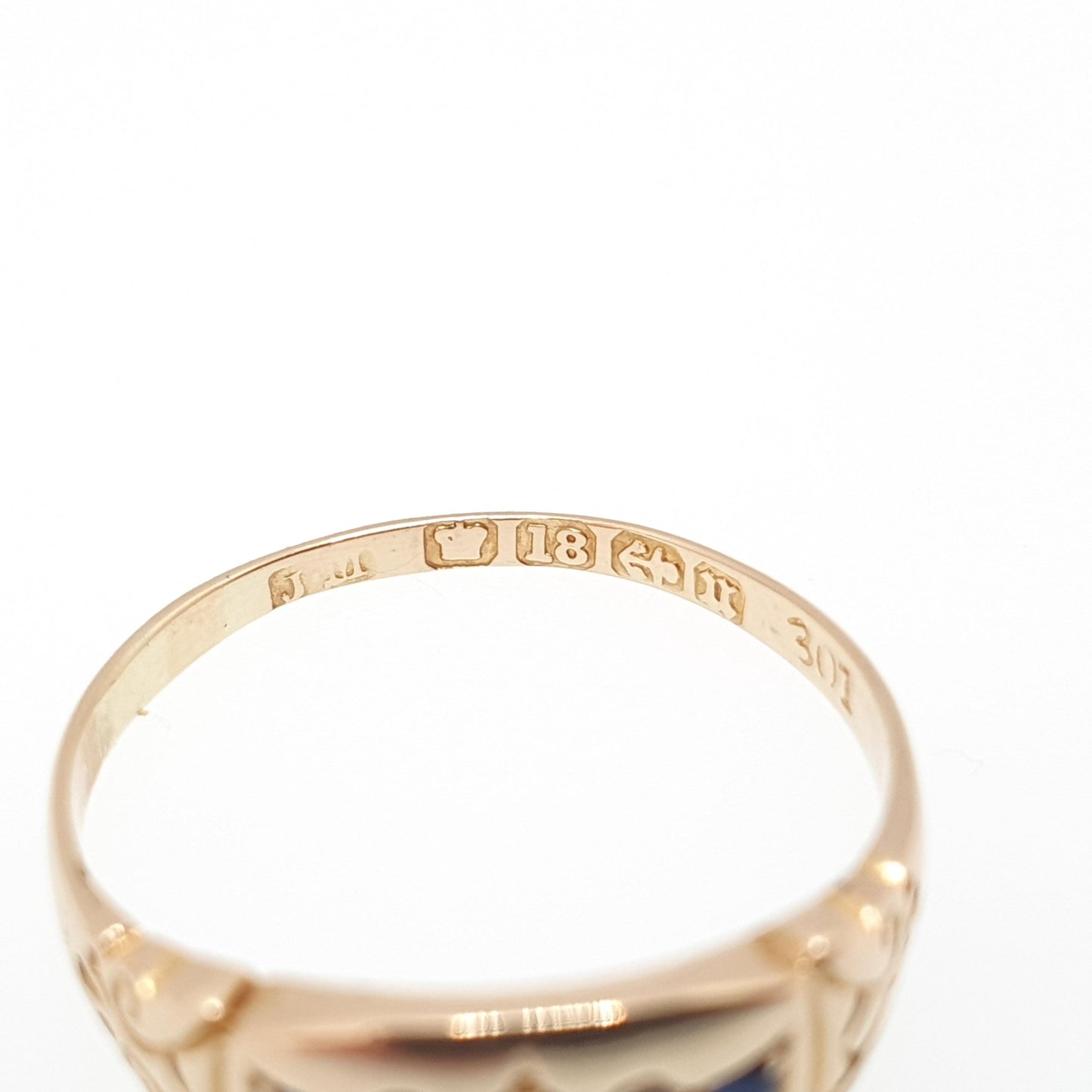 Antique 18ct Gold Sapphire & Diamond Ring Victorian Solid 18k 750 1894 Hallmark Five Gemstone Vintage Jewelry Jewellery